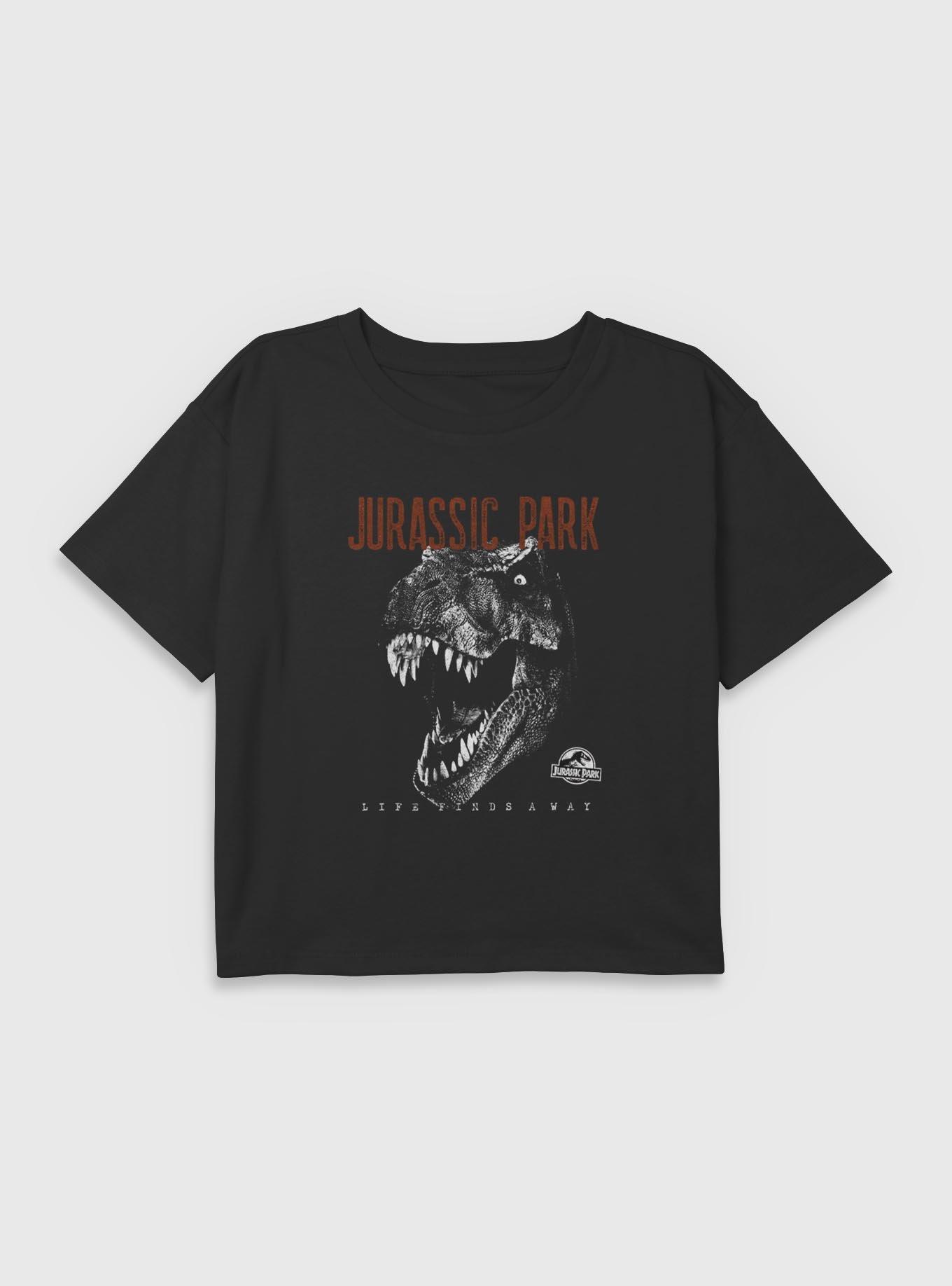 Jurassic Park T-Rex Life Finds A Way Youth Girls Boxy Crop T-Shirt BoxLunch Exclusive, , hi-res