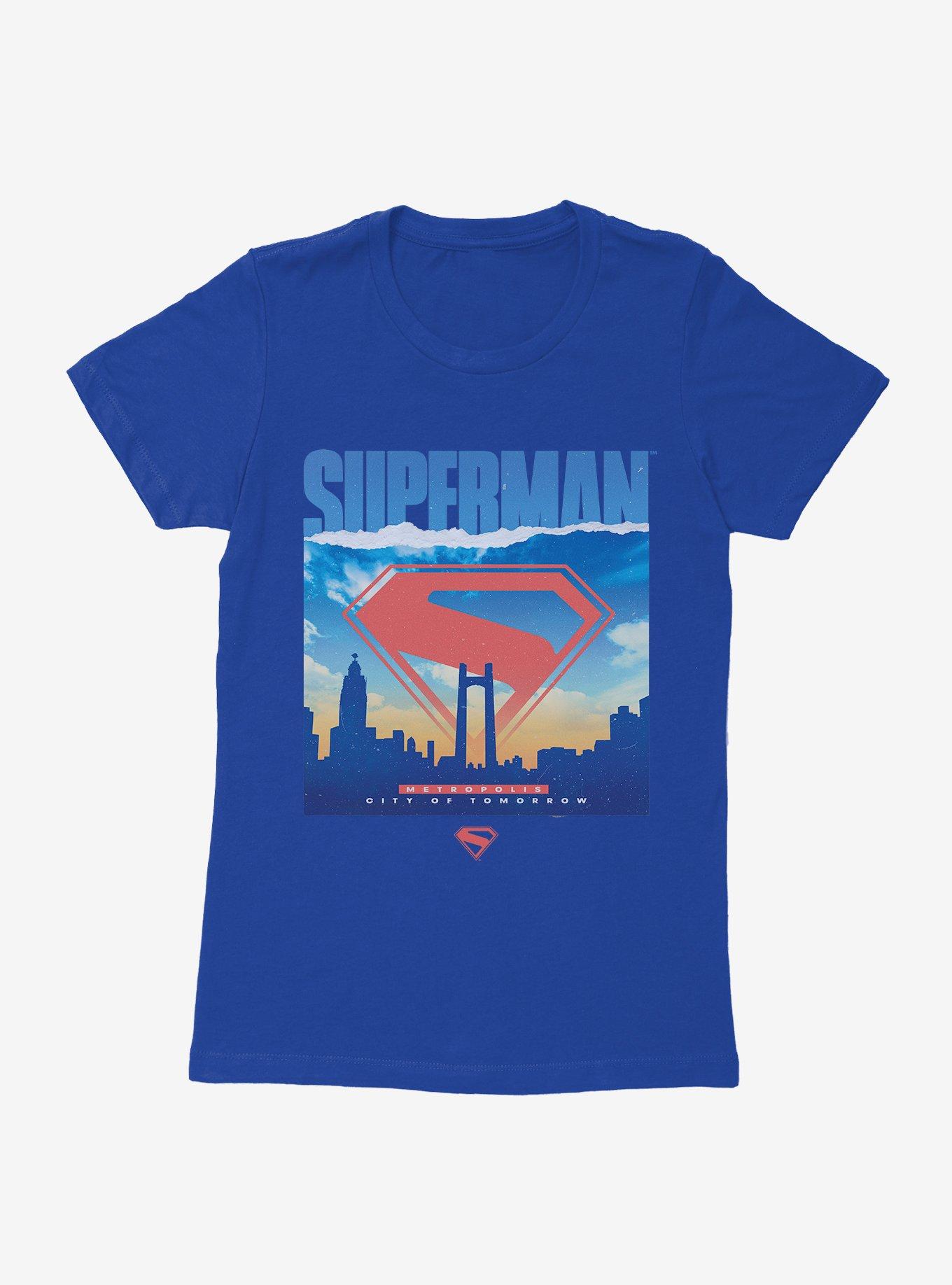 DC Comics Superman Metropolis Silhouette Womens T-Shirt, ROYAL, hi-res
