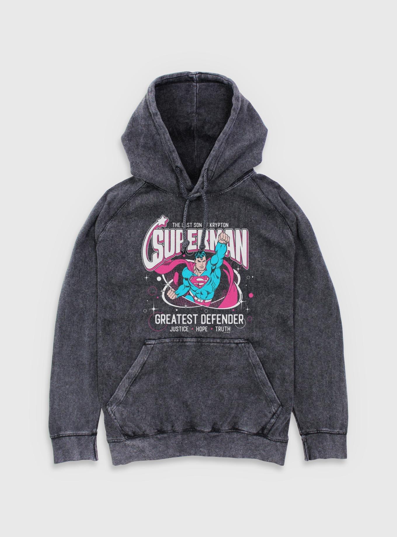 DC Comics Superman Greatest Defender Mineral Wash Hoodie BoxLunch Exclusive, , hi-res
