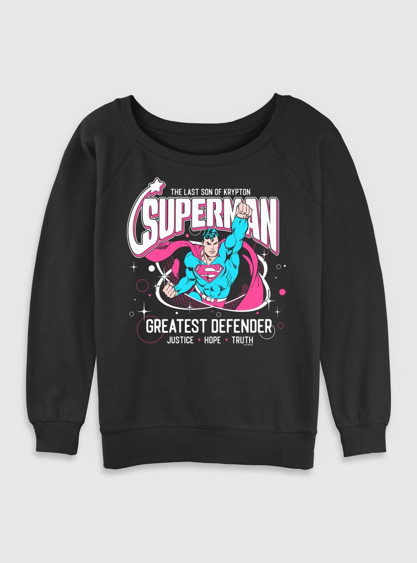 DC Comics Superman Greatest Defender Girls Slouchy Sweatshirt BoxLunch Exclusive, , hi-res