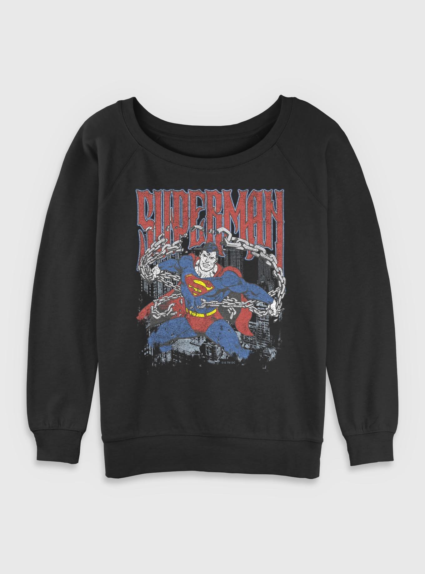 DC Comics Superman Unchained Girls Slouchy Sweatshirt BoxLunch Exclusive, , hi-res