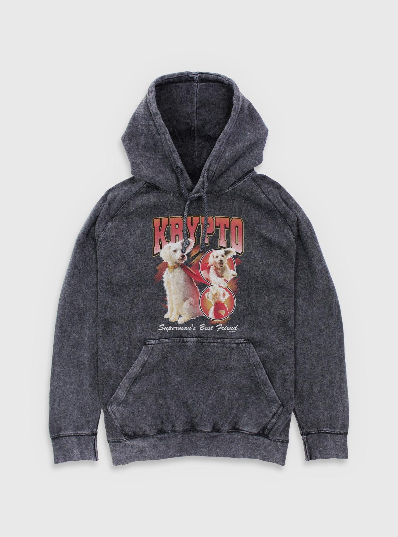 DC Comics Superman Krypto Superman's Best Friend Mineral Wash Hoodie BoxLunch Exclusive, , hi-res