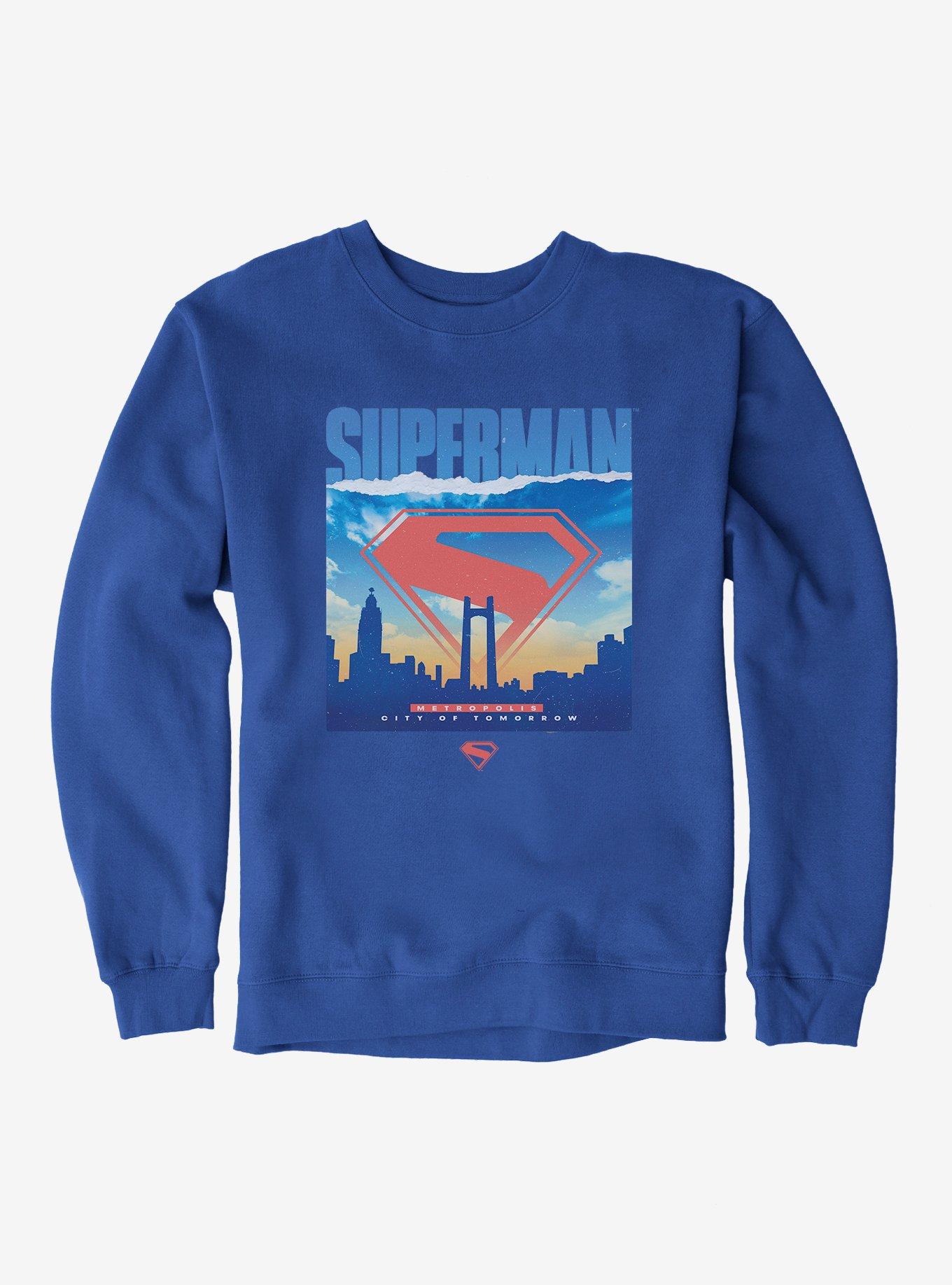 DC Comics Superman Metropolis Silhouette Sweatshirt, ROYAL, hi-res view 1