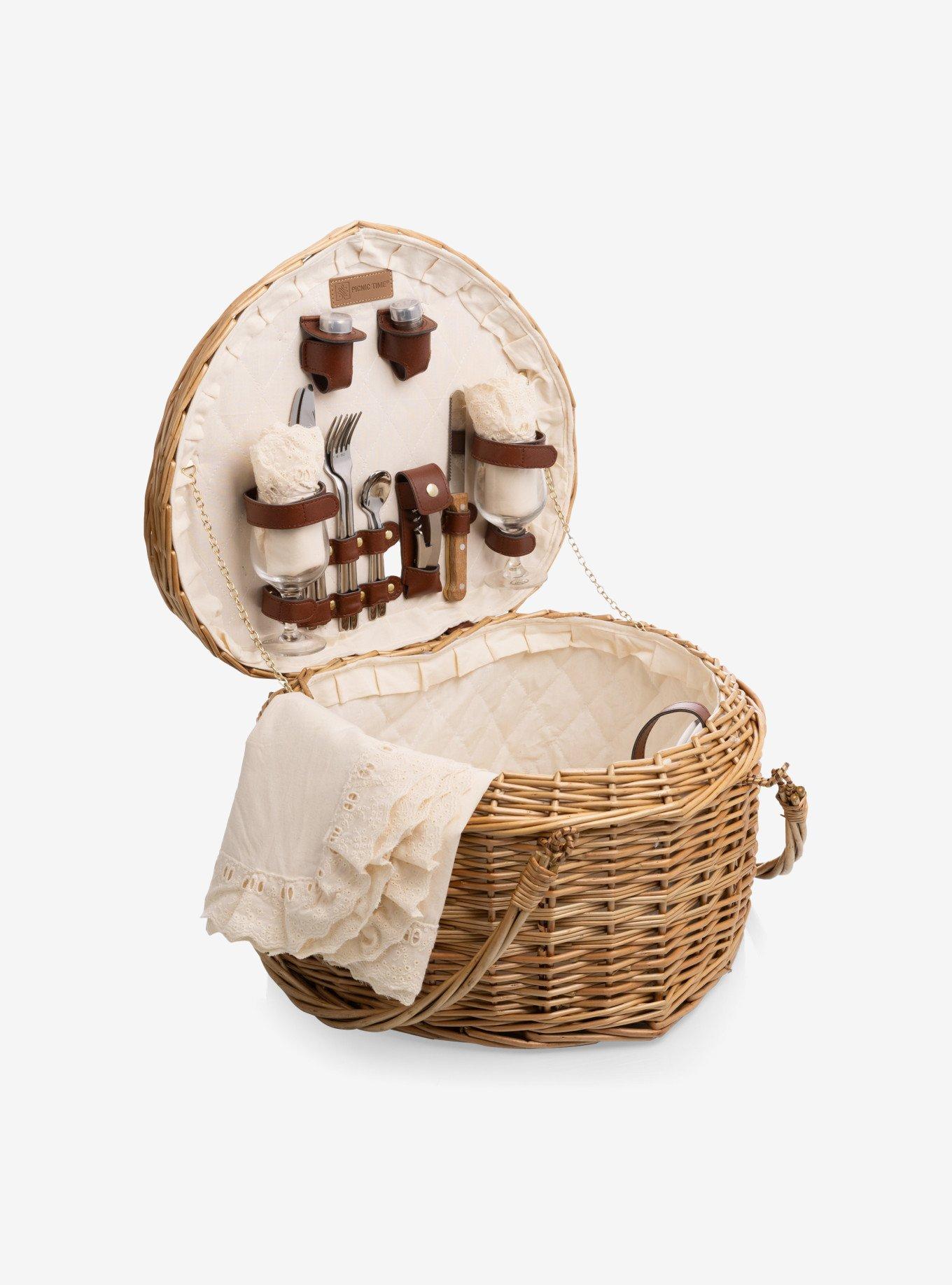 Antique White Heart Picnic Basket, , hi-res