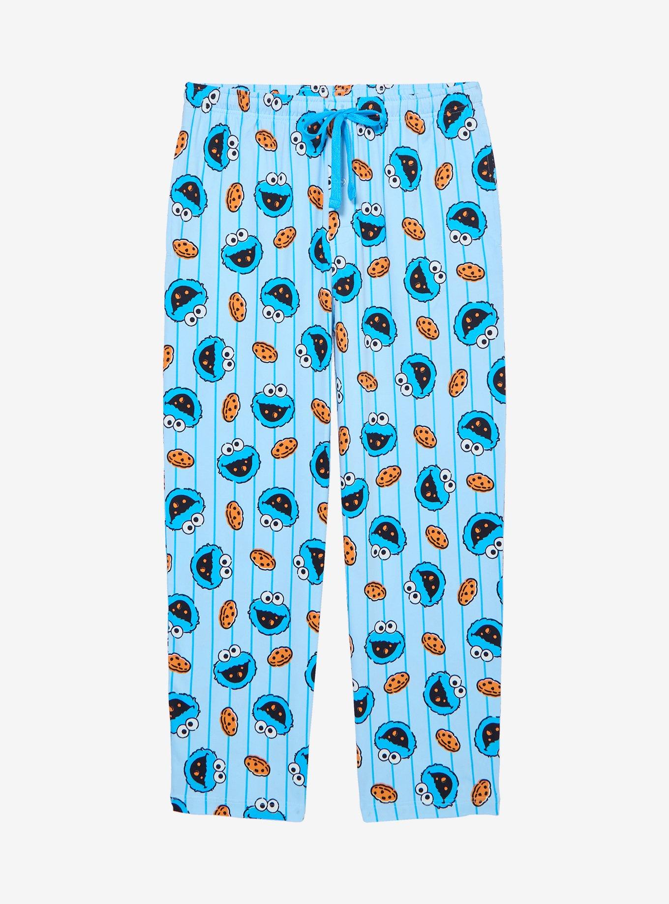 Sesame Street Cookie Monster Cookies Allover Print Striped Sleep Pants — BoxLunch Exclusive, , hi-res