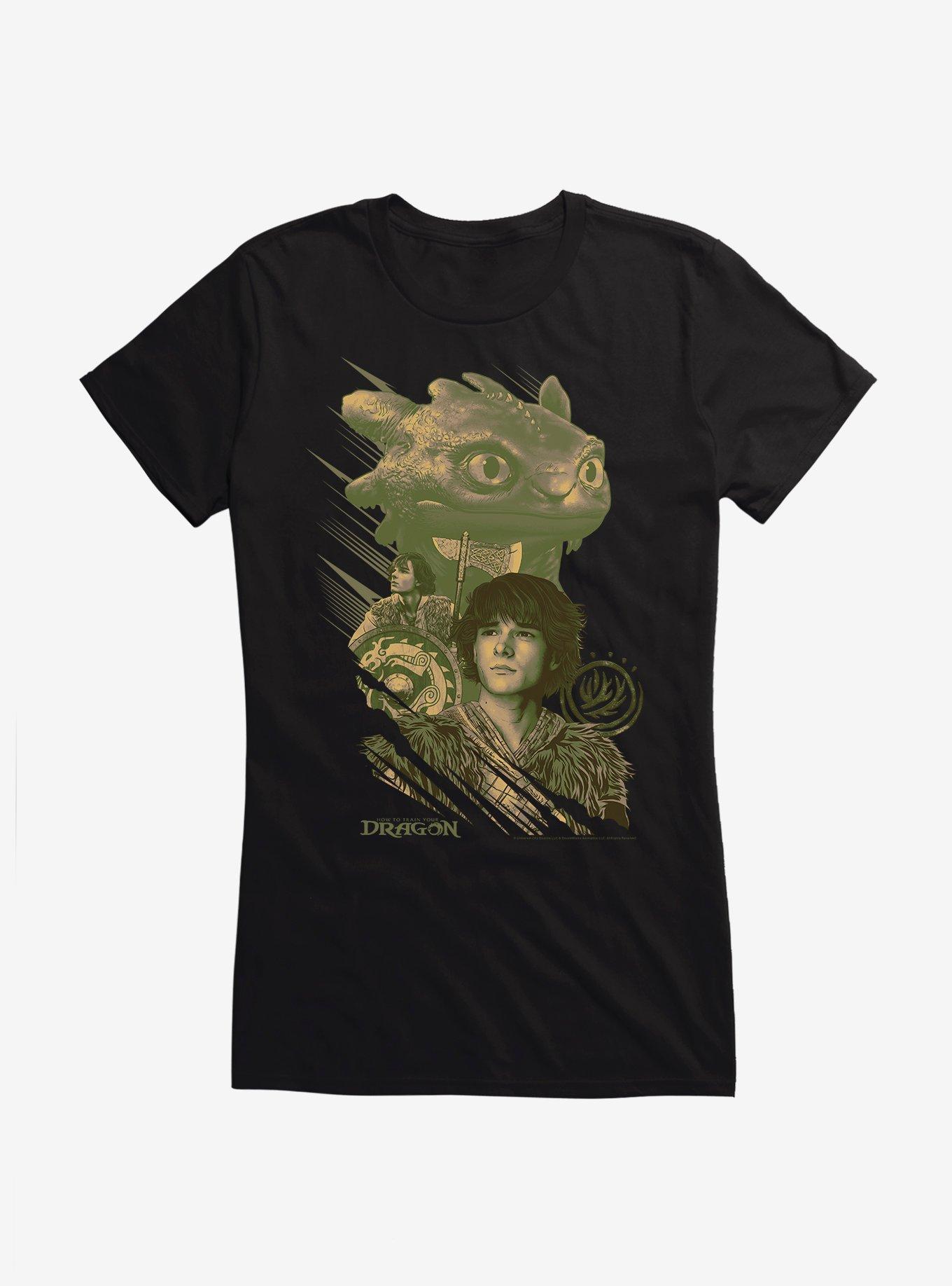 How To Train Your Dragon Hiccup And Toothless Girls T-Shirt, BLACK, hi-res