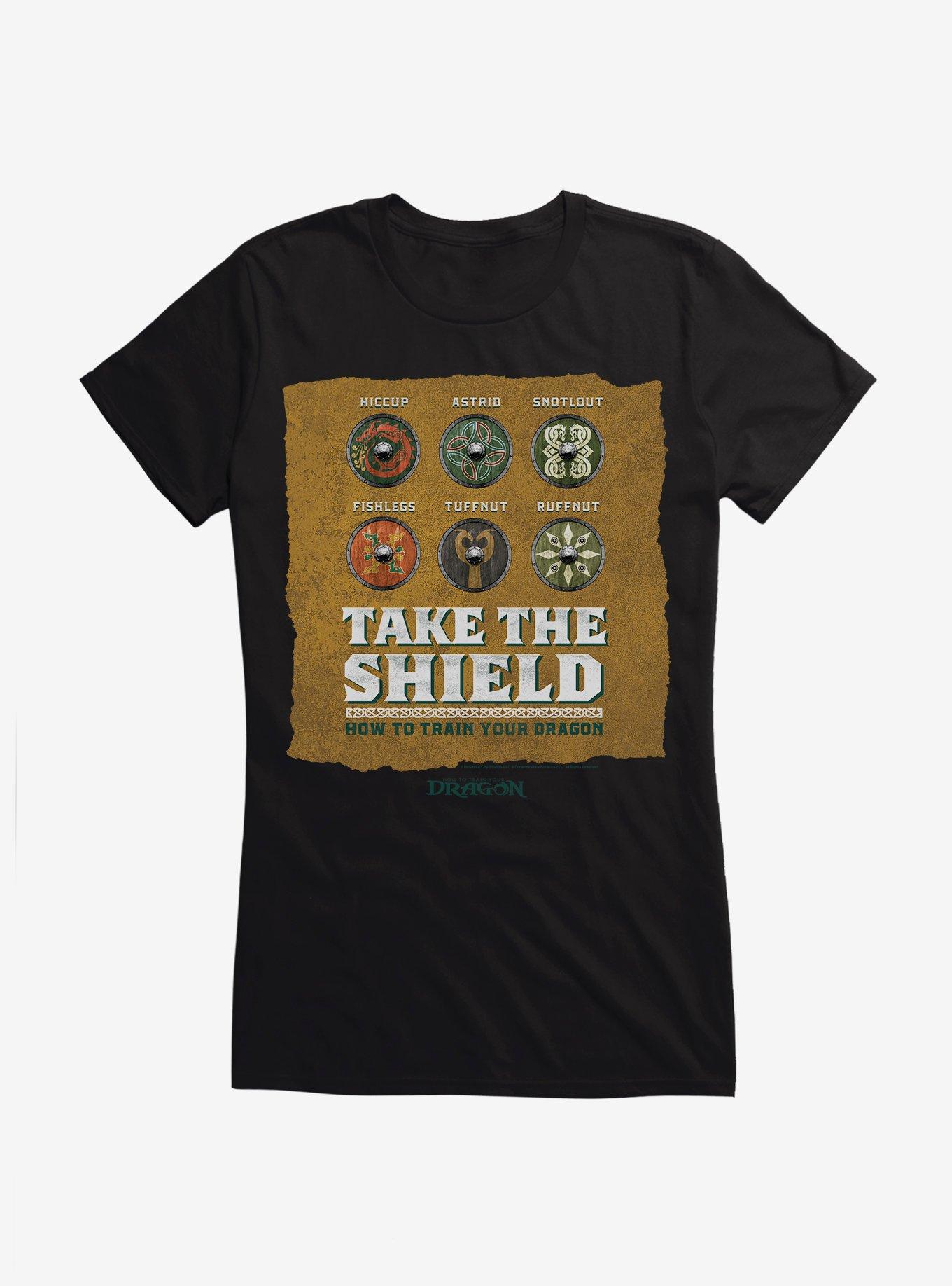 How To Train Your Dragon Take The Shield Girls T-Shirt, BLACK, hi-res