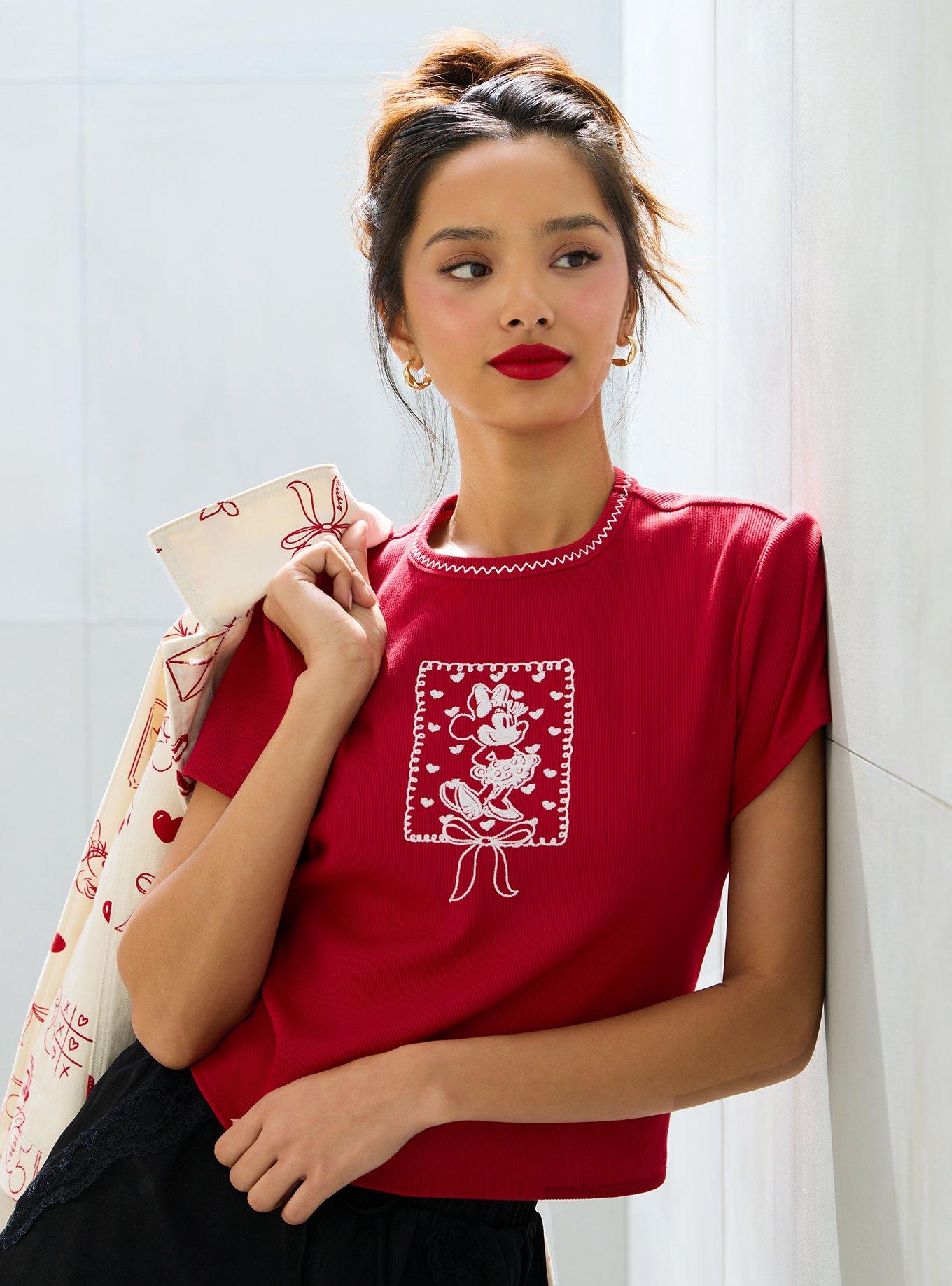 Disney Minnie Mouse Valentine's Day Women's Baby Tee — BoxLunch Exclusive