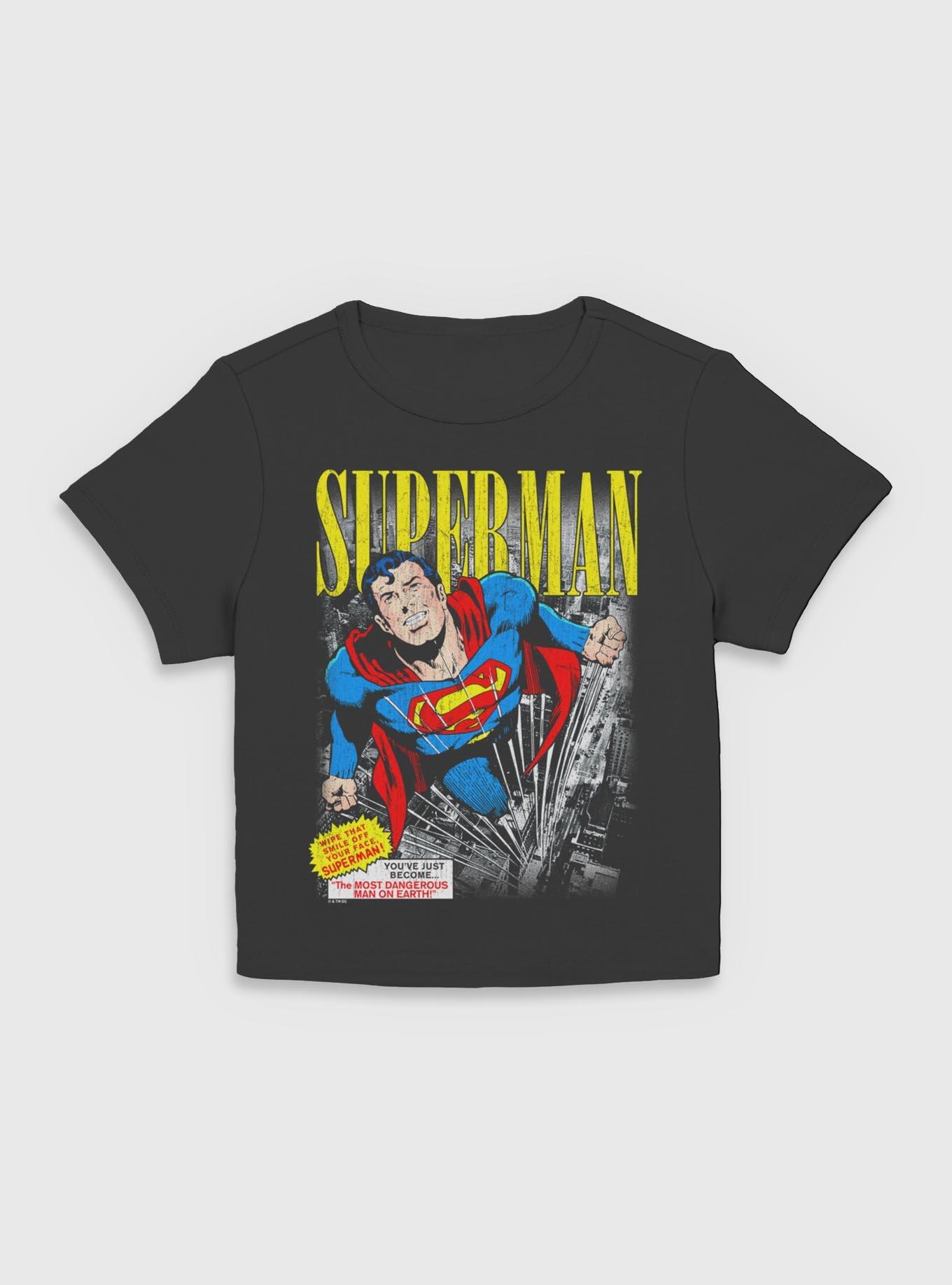 DC Comics Superman Vintage Girls Baby T-Shirt Her Universe Web Exclusive, BLACK, hi-res