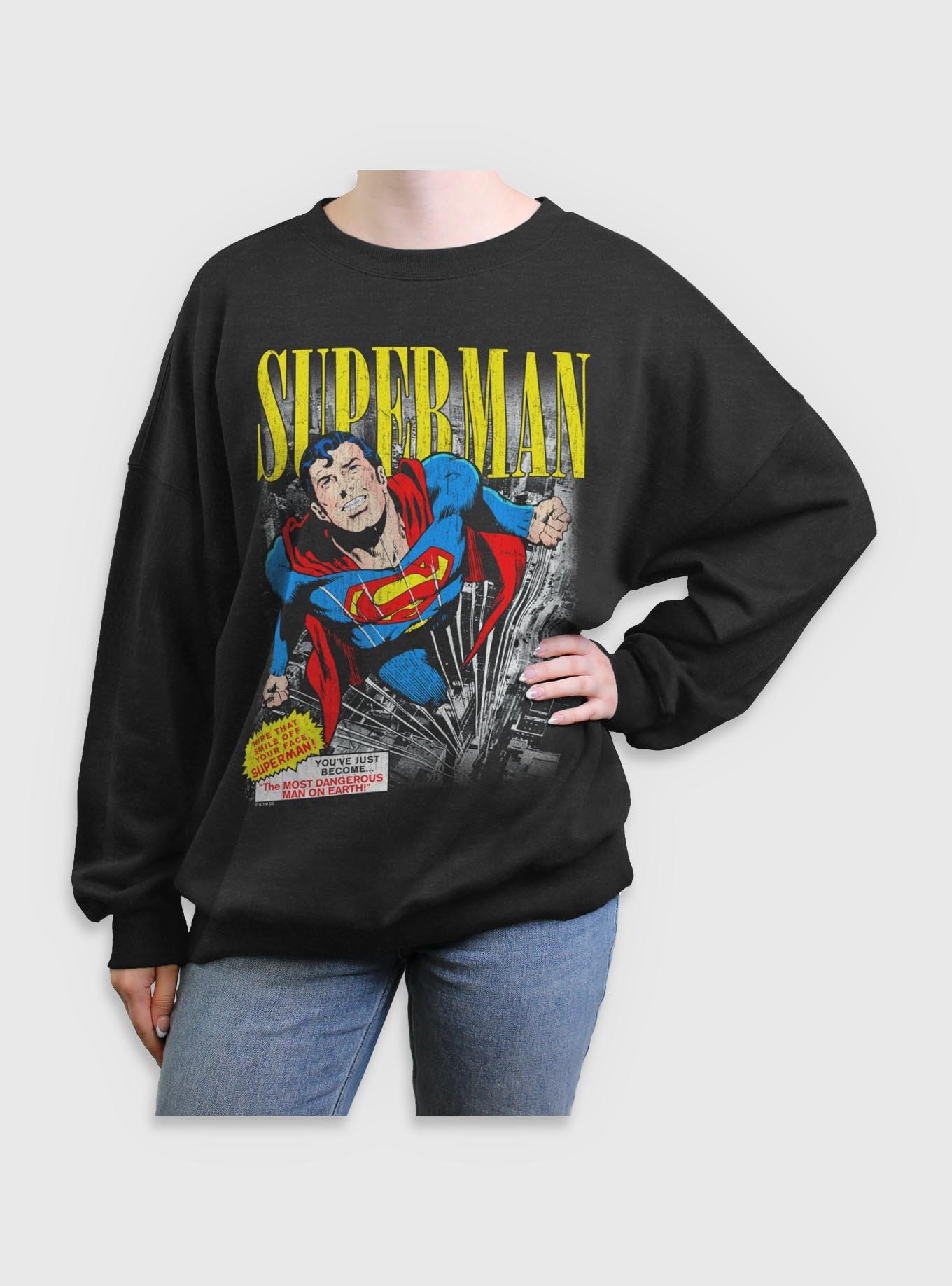 DC Comics Superman Vintage Girls Oversized Sweatshirt Her Universe Web Exclusive, , hi-res