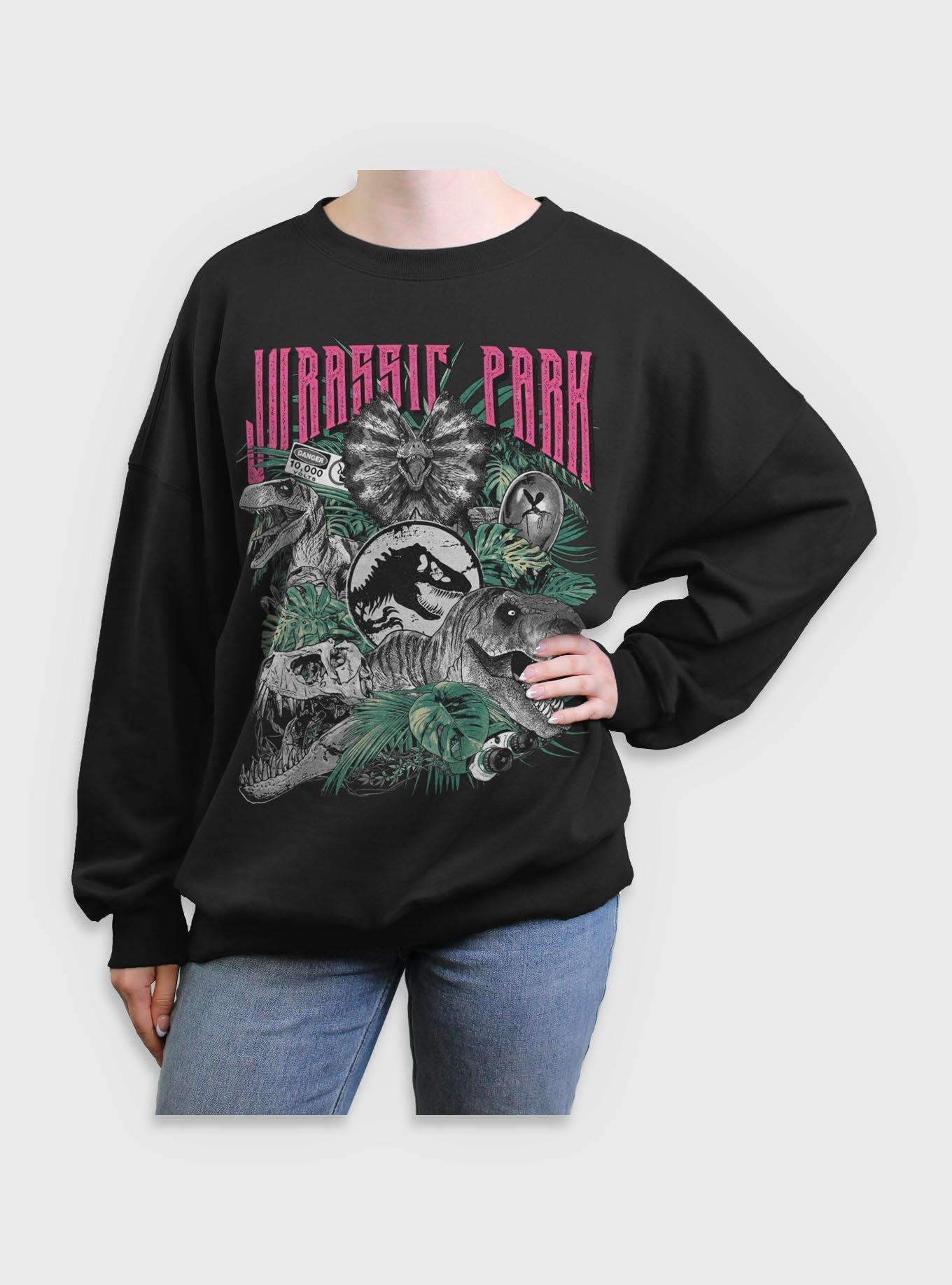 Jurassic Park Iconic Dinosaurs Girls Oversized Sweatshirt Her Universe Web Exclusive, , hi-res