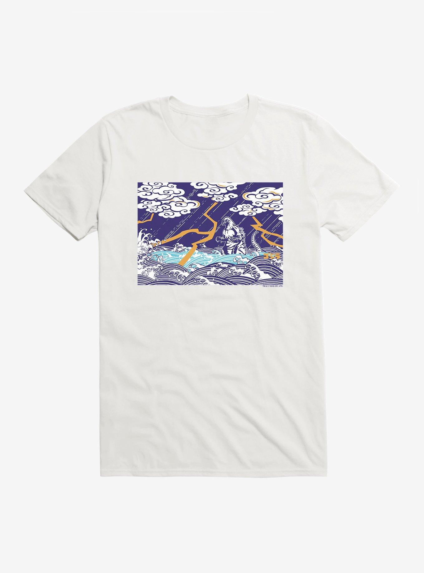 Godzilla Thunder And Lightning T-Shirt, WHITE, hi-res