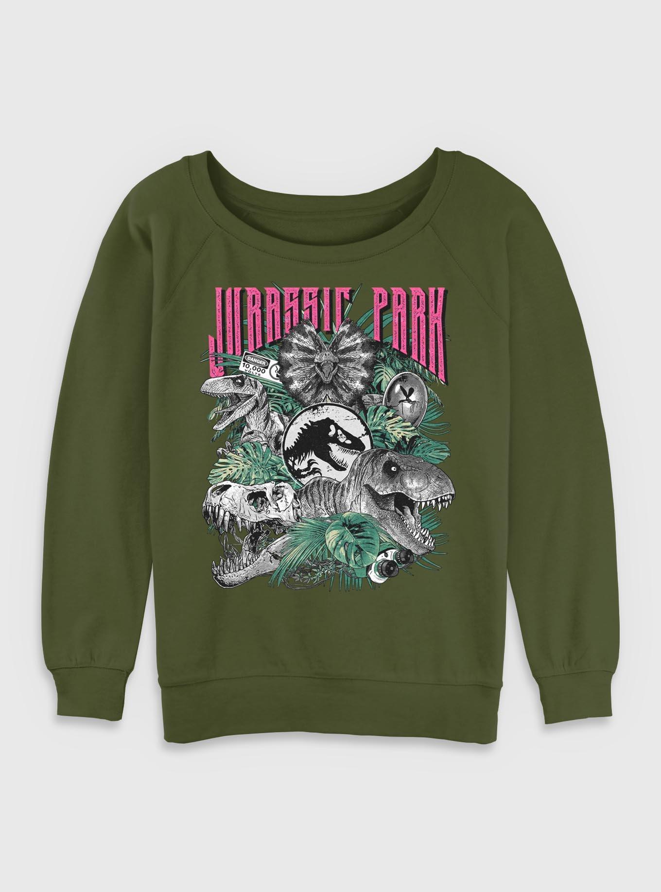Jurassic Park Iconic Dinosaurs Girls Slouchy Sweatshirt Her Universe Web Exclusive, , hi-res