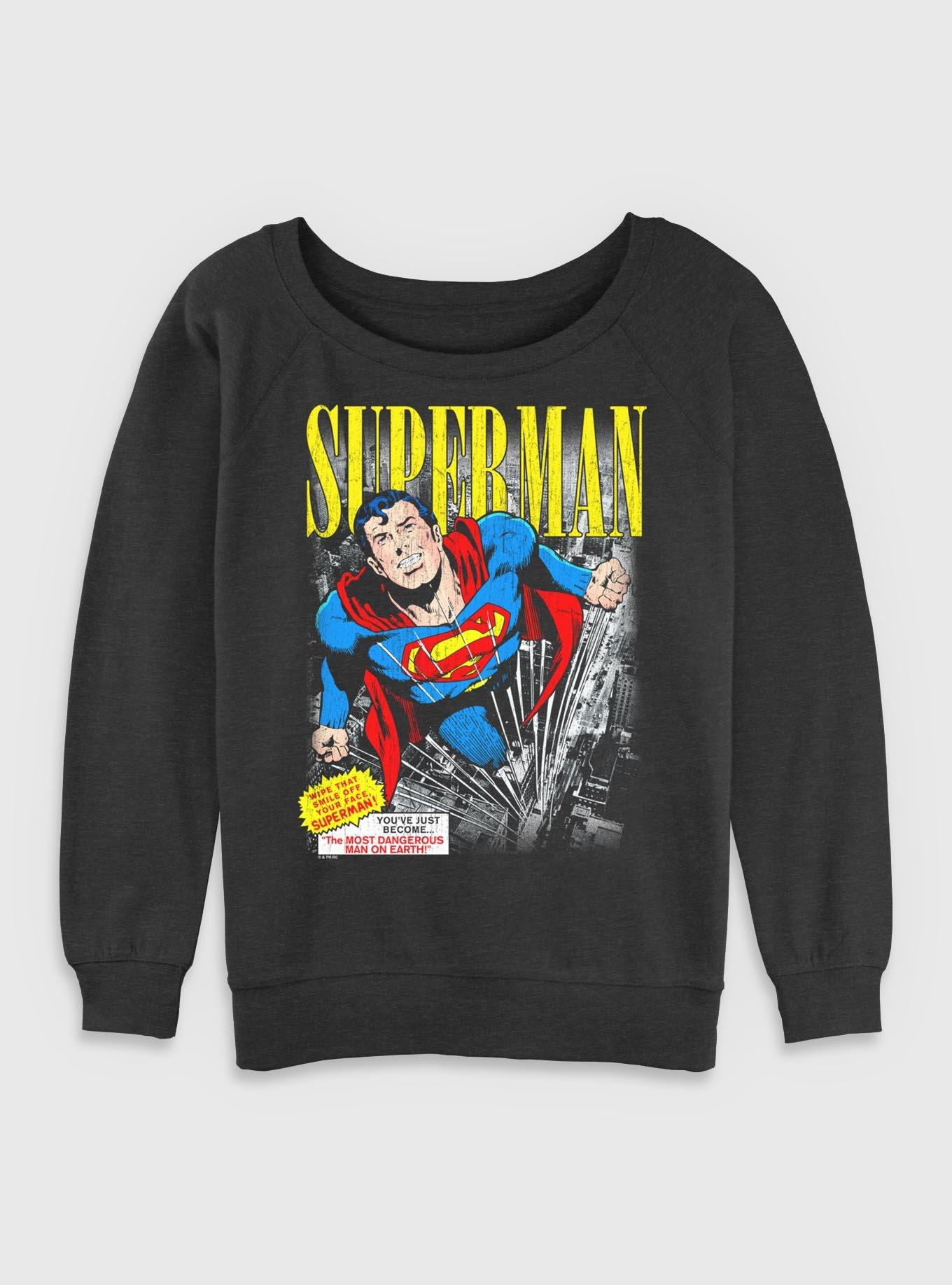 DC Comics Superman Vintage Girls Slouchy Sweatshirt Her Universe Web Exclusive, , hi-res
