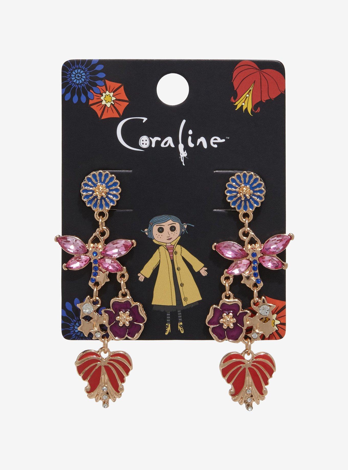 Coraline Dragonfly Floral Earrings - BoxLunch Exclusive, , hi-res