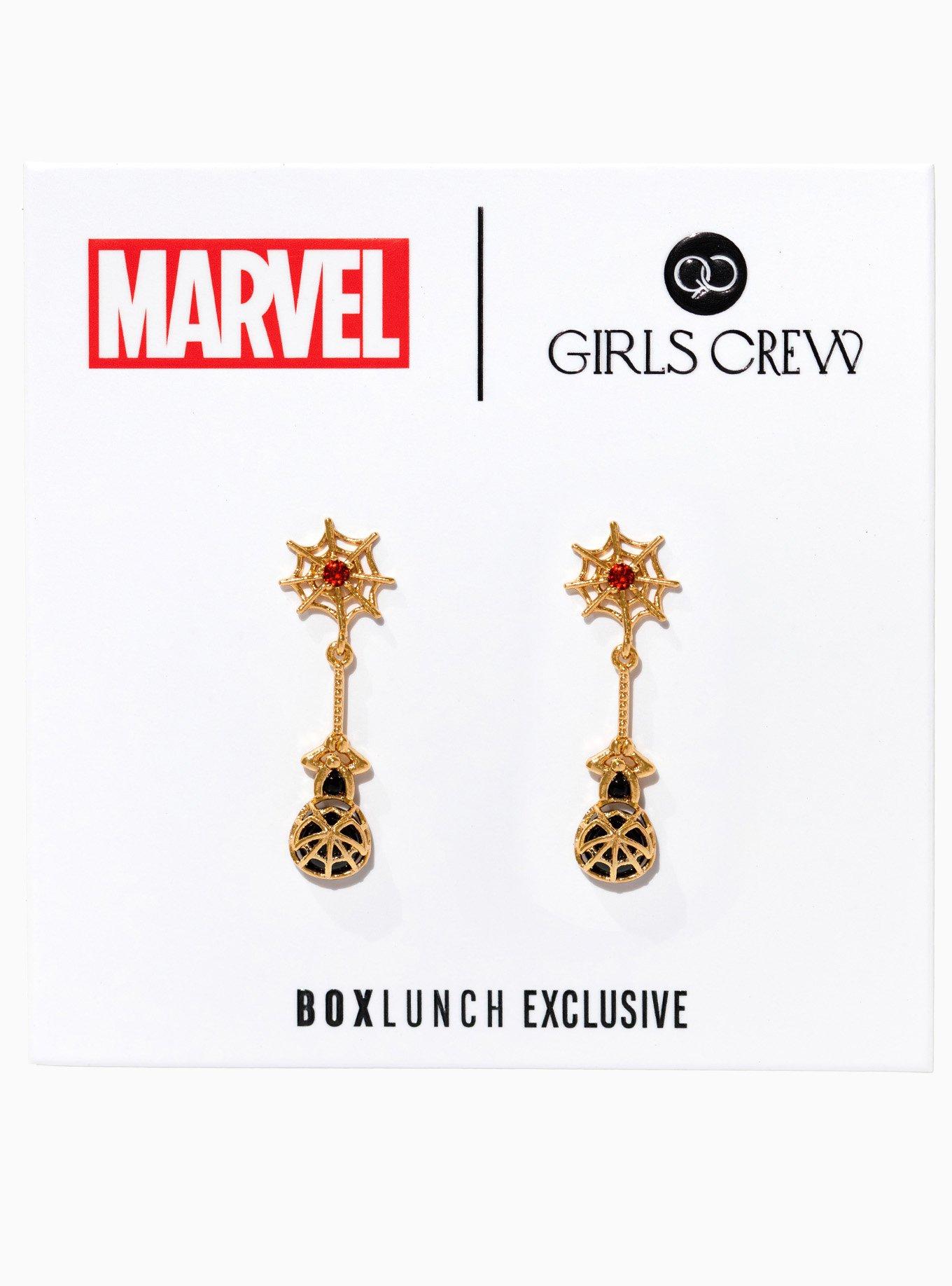 Girls Crew Marvel Spider-Man Miles Morales Web Stud Earrings - BoxLunch Exclusive, , hi-res