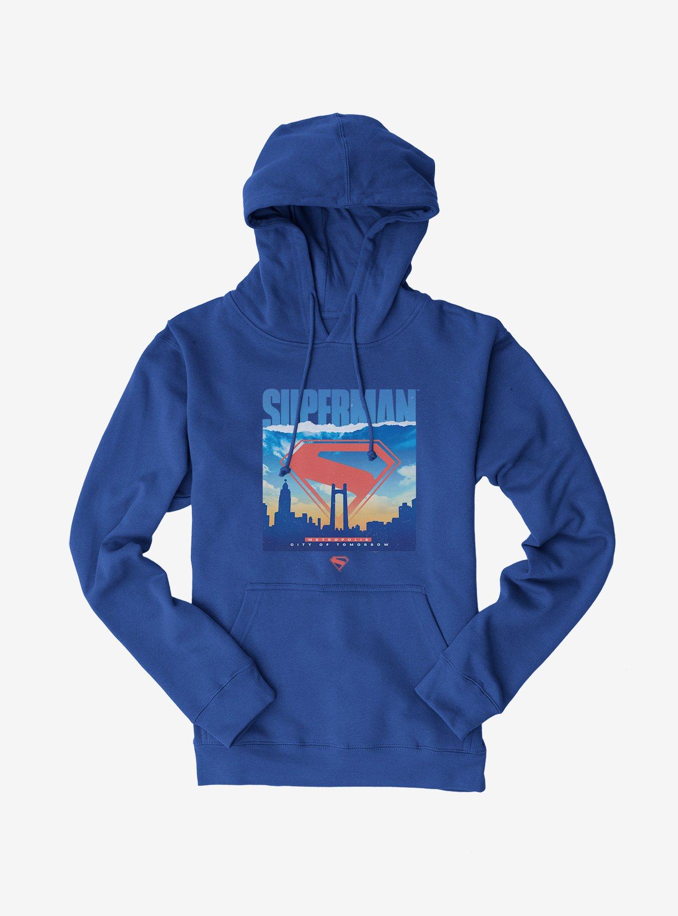 DC Comics Superman Metropolis Silhouette Hoodie, ROYAL, hi-res view 1