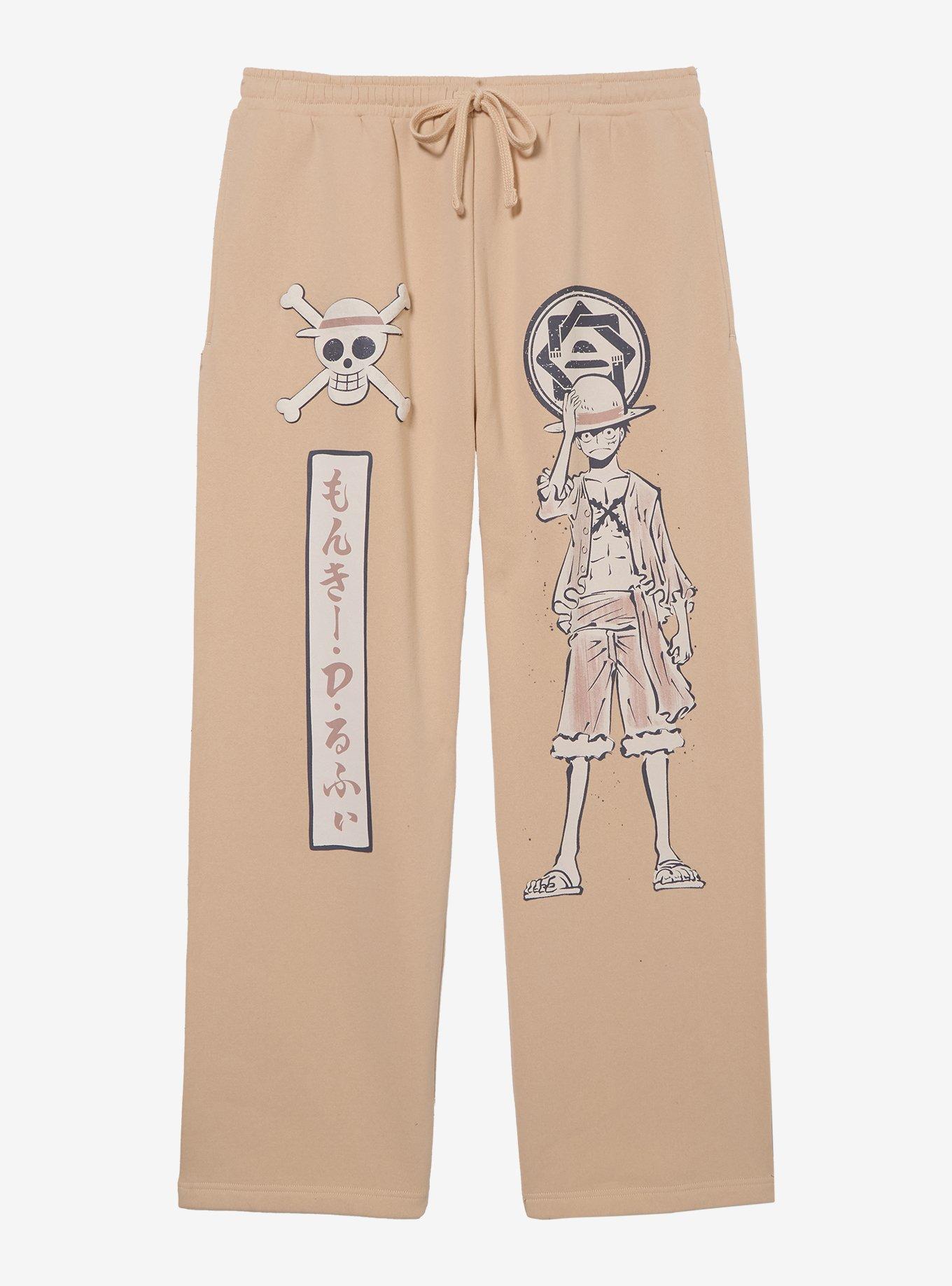 One Piece Monkey D. Luffy Tonal Wide Leg Sweatpants - BoxLunch Exclusive, , hi-res