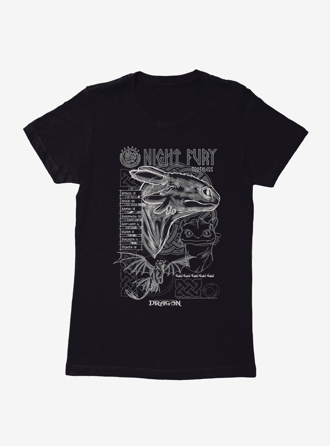 How To Train Your Dragon Night Fury Stats Womens T-Shirt, , hi-res