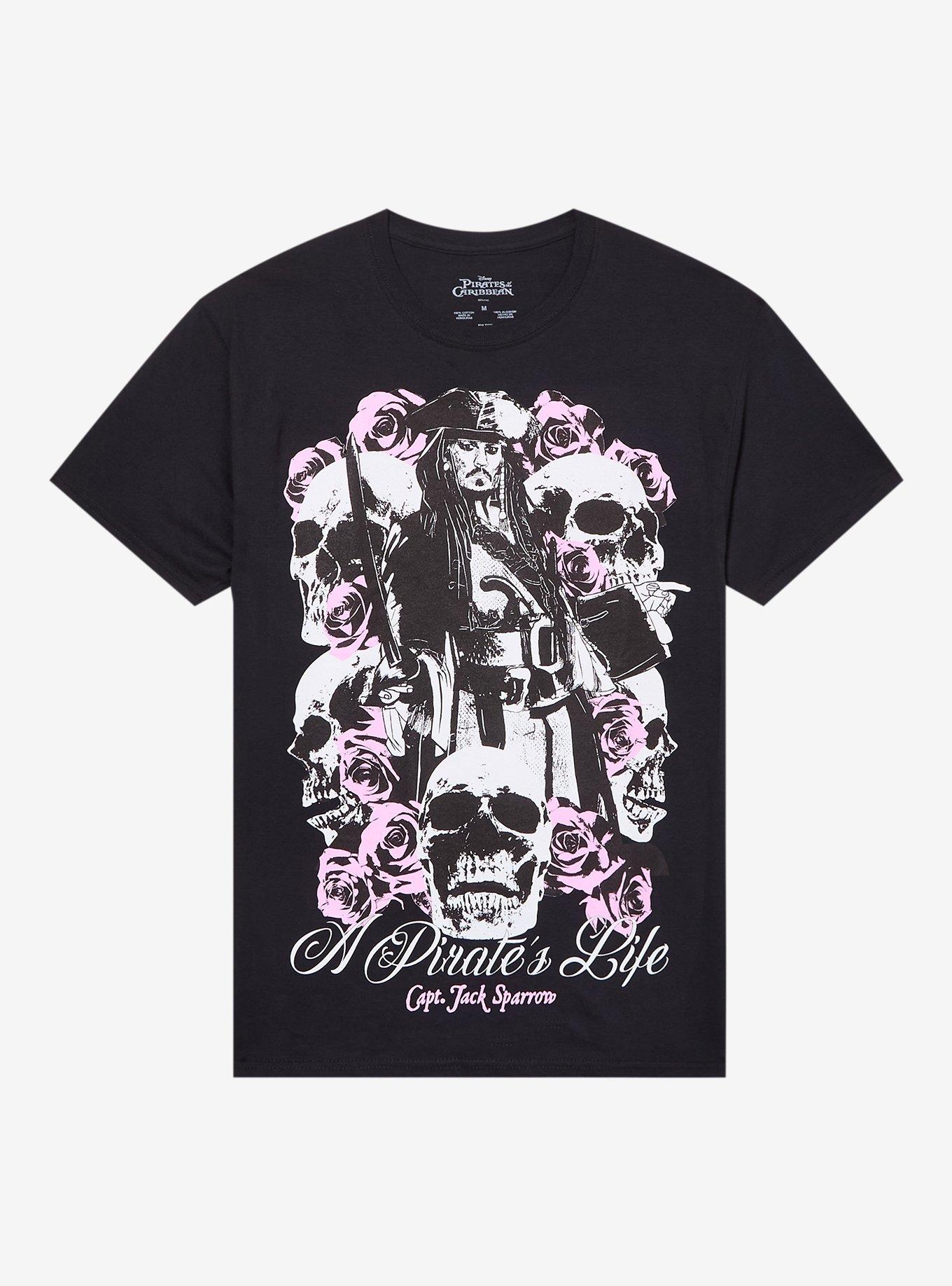 Disney Pirates Of The Caribbean Jack Sparrow Skulls & Roses T-Shirt, , hi-res