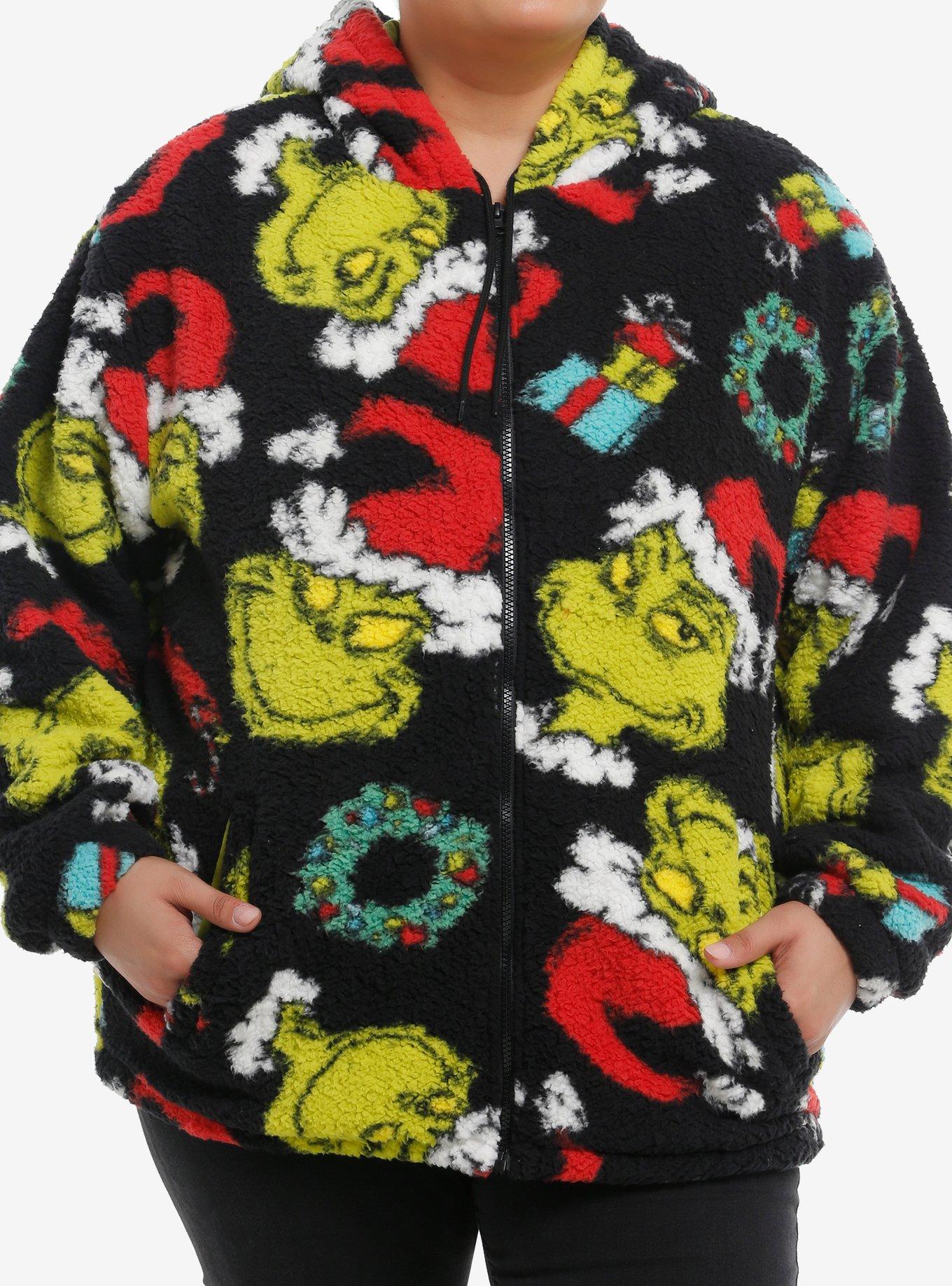 Dr. Seuss How The Grinch Stole Christmas! Sherpa Girls Hoodie Plus Size, , hi-res