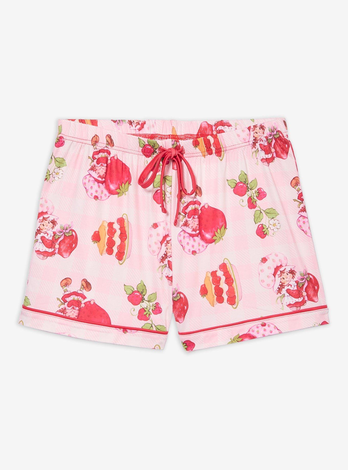 Strawberry Shortcake Gingham Allover Print Women's Sleep Shorts — BoxLunch Exclusive, , hi-res
