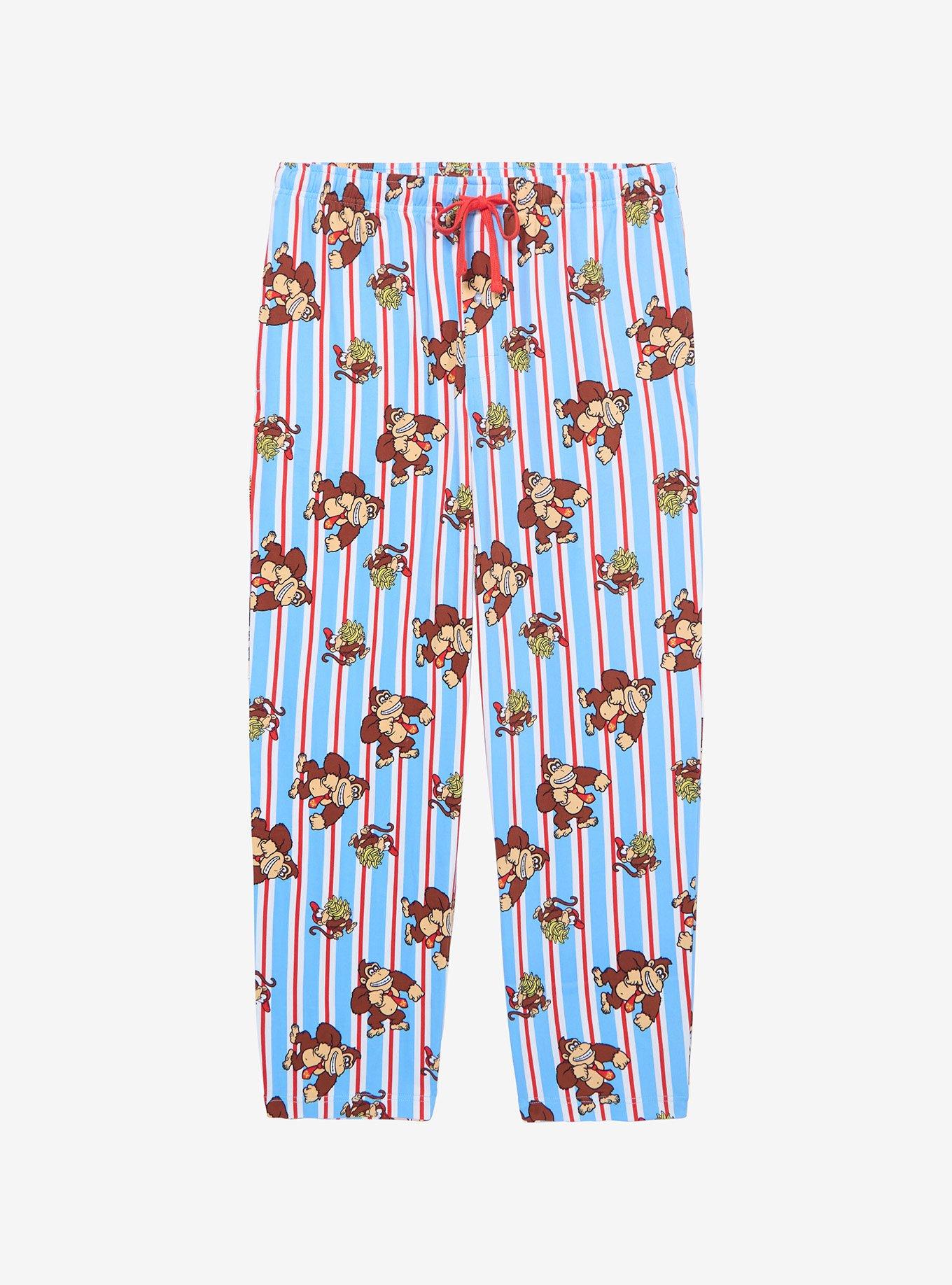 Nintendo Donkey Kong Allover Print Striped Sleep Pants — BoxLunch Exclusive, , hi-res