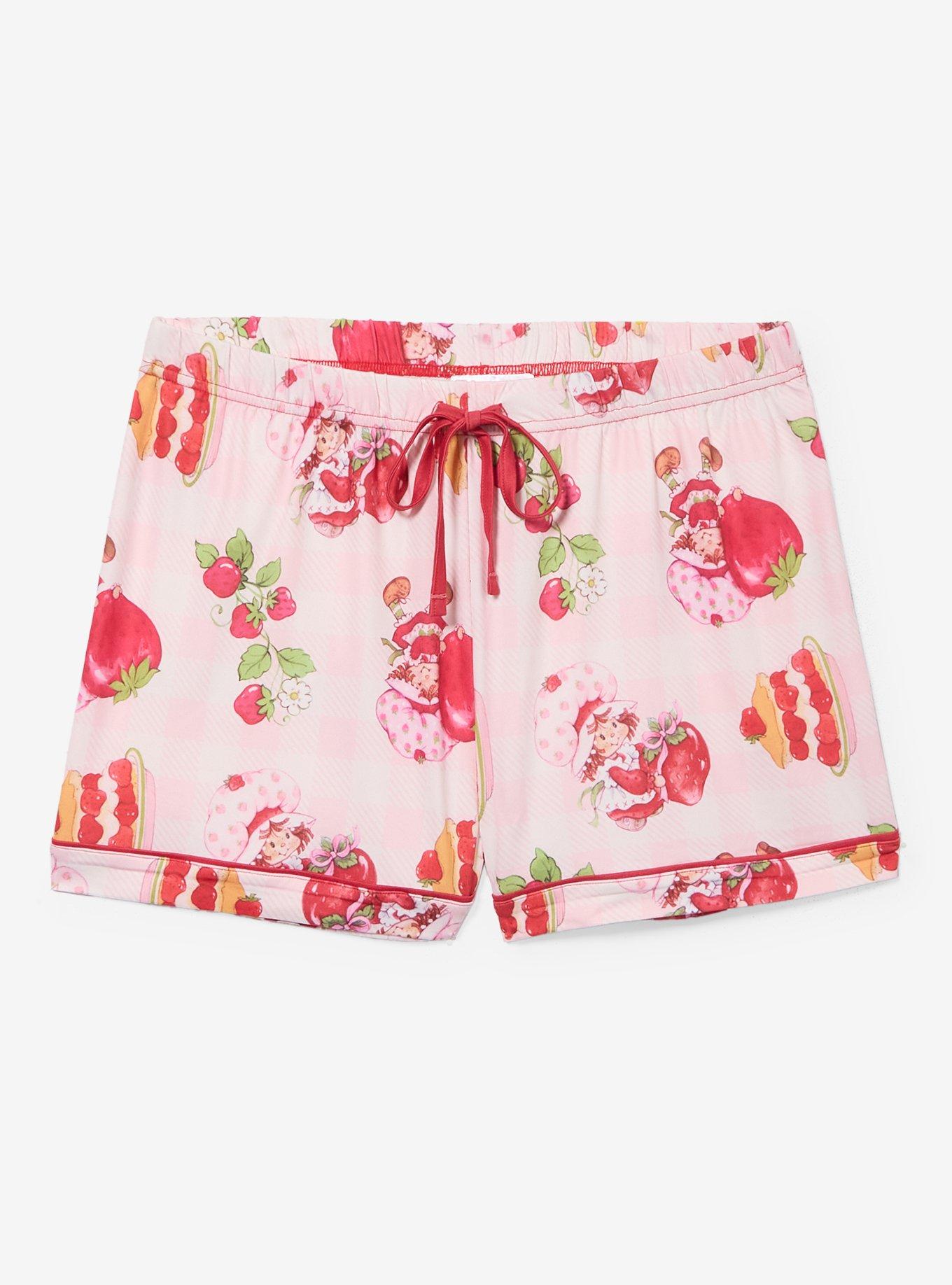 Strawberry Shortcake Gingham Allover Print Women's Plus Size Sleep Shorts — BoxLunch Exclusive, , hi-res
