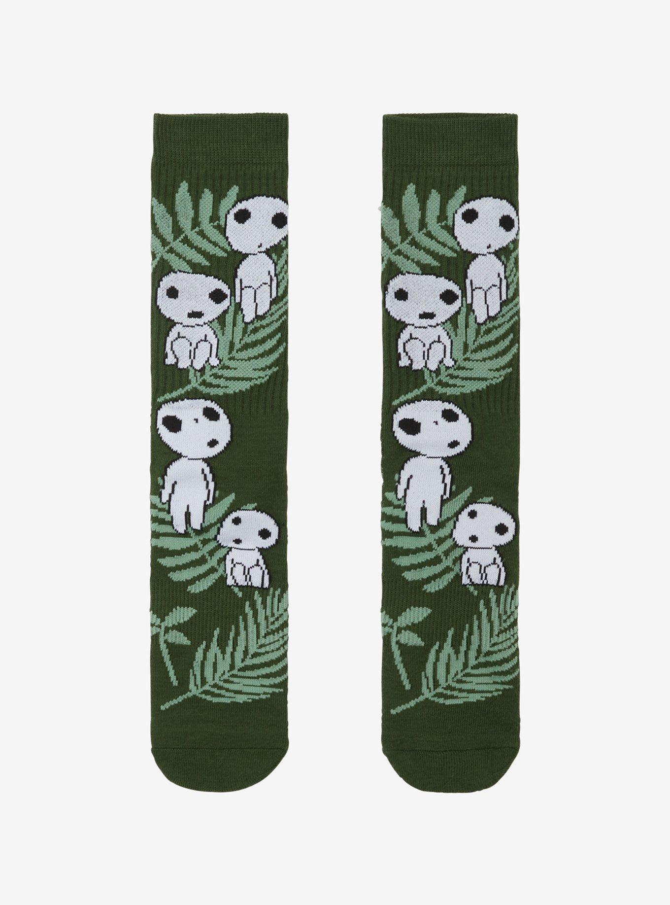 Studio Ghibli® Princess Mononoke Kodama Leaves Allover Print Crew Socks - BoxLunch Exclusive, , hi-res
