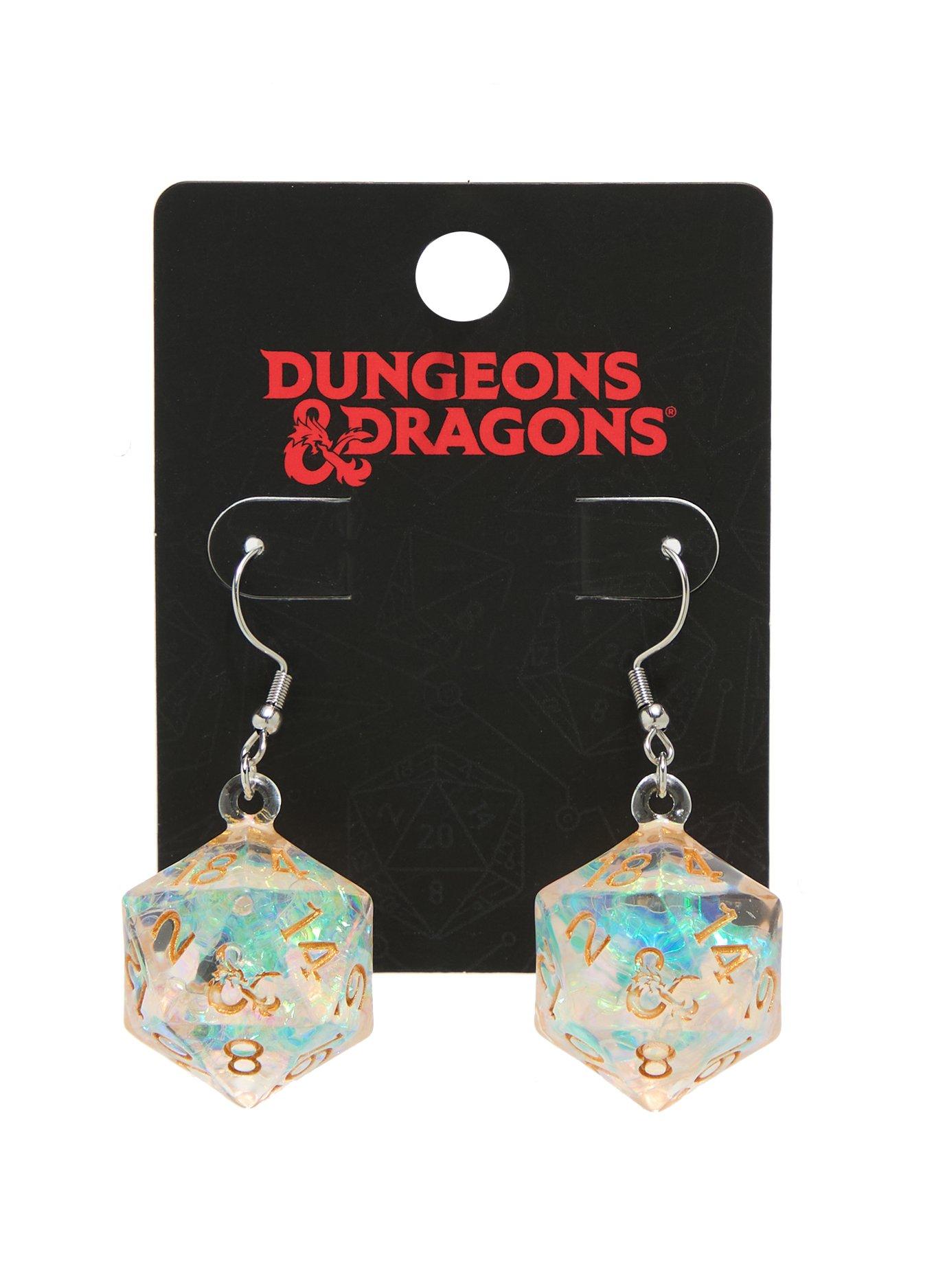 Dungeons & Dragons Iridescent Polyhedral Dice Earrings, , hi-res