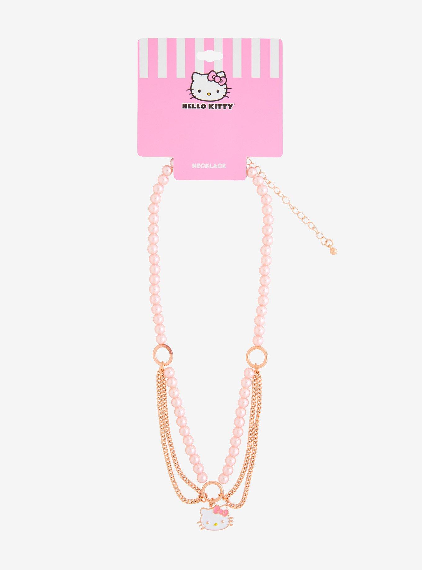 Hello Kitty Rose Gold & Pink Pearl Choker, , hi-res