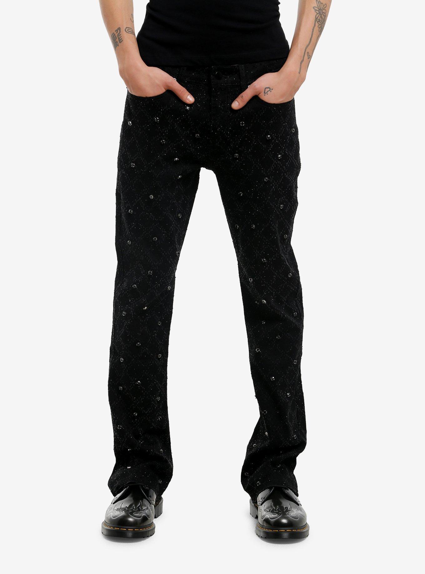 Rhinestone Gem Flared Jeans, , hi-res