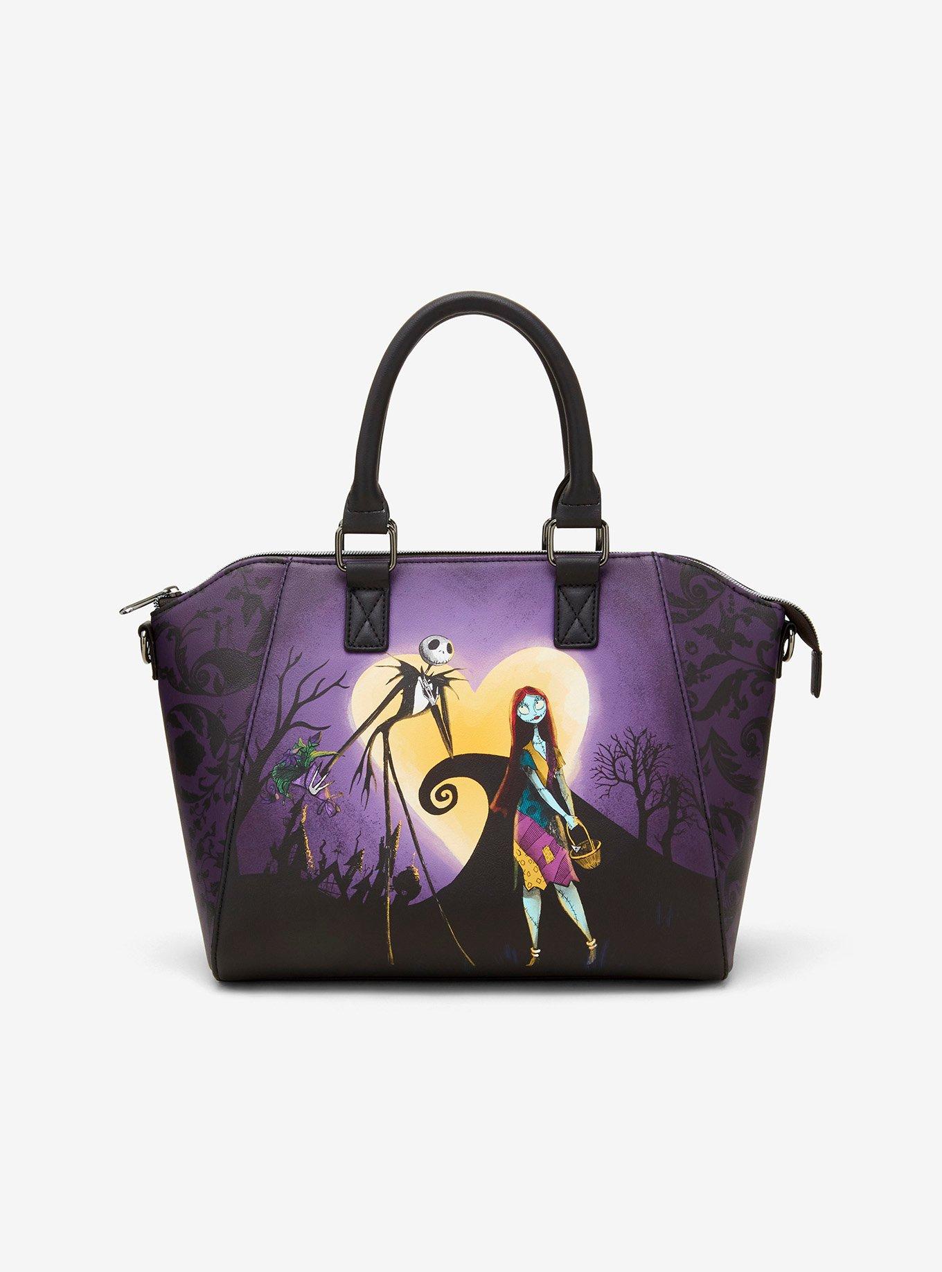 Loungefly The Nightmare Before Christmas Jack & Sally Heart Moon Satchel Bag, , hi-res