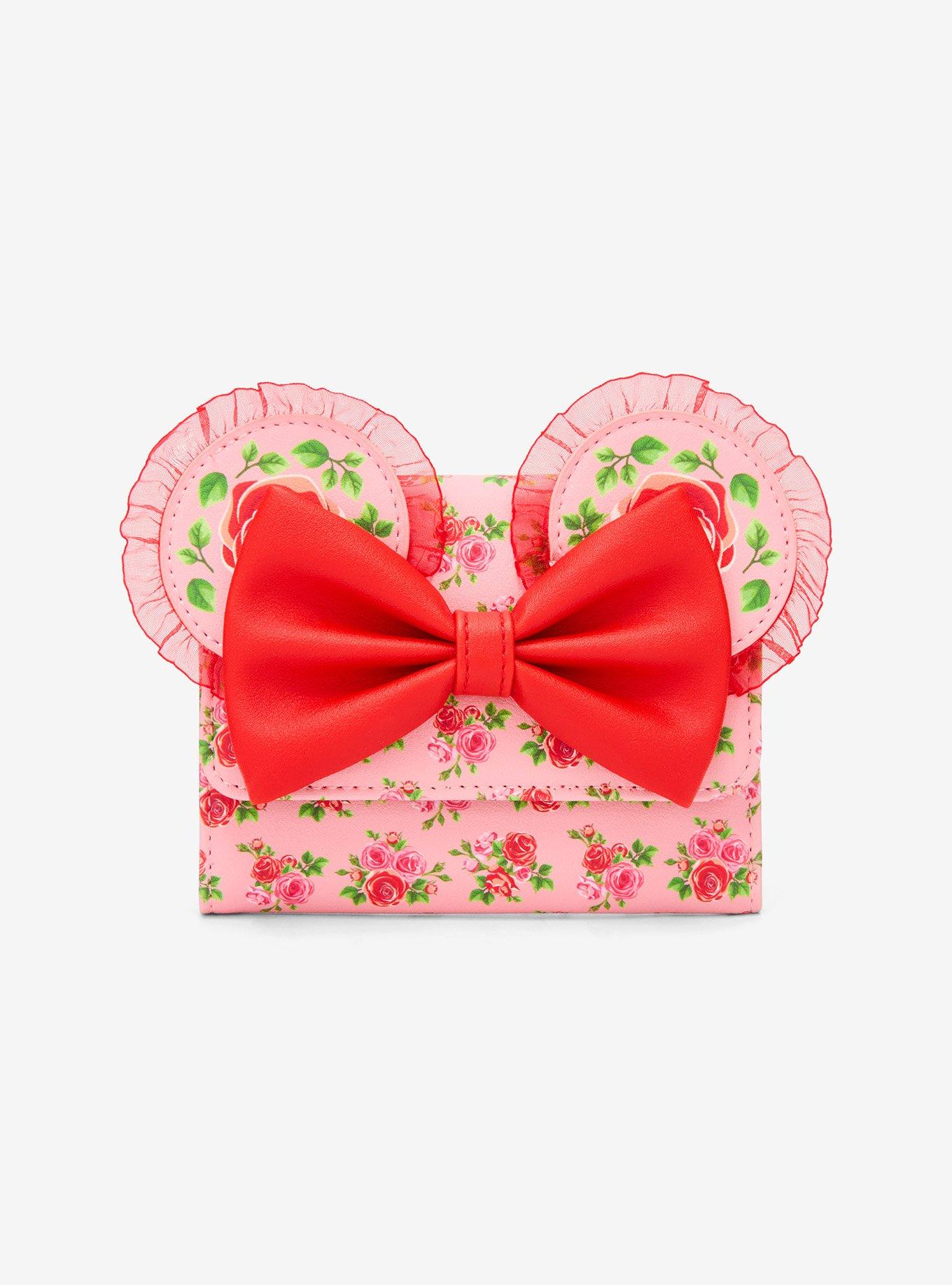 Loungefly Disney Minnie Mouse Pink & Red Roses Figural Mini Flap Wallet