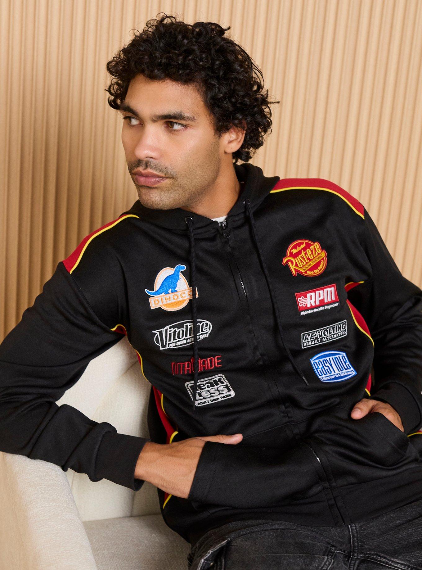 Disney Pixar Cars Lightning McQueen Racing Badges Zippered Hoodie - BoxLunch Exclusive, , hi-res