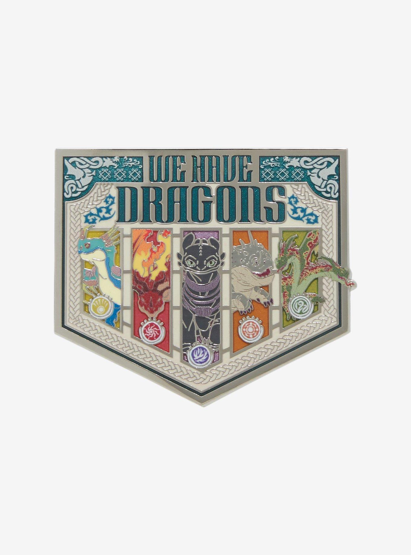 DreamWorks How To Train Your Dragon Dragon Group Shield Enamel Pin - BoxLunch Exclusive, , hi-res