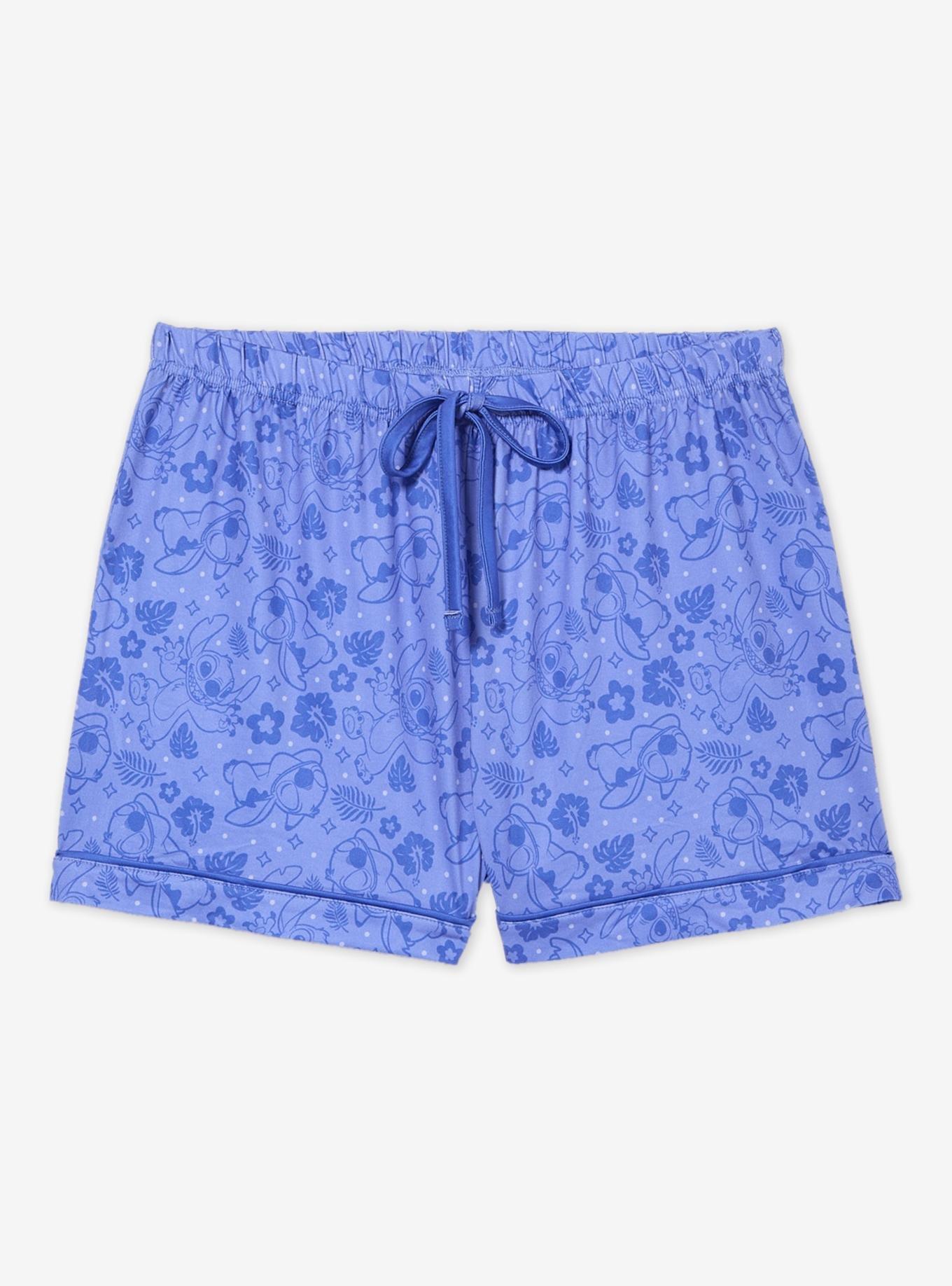 Disney Lilo & Stitch Hibiscus Allover Print Women's Plus Size Sleep Shorts — BoxLunch Exclusive, , hi-res