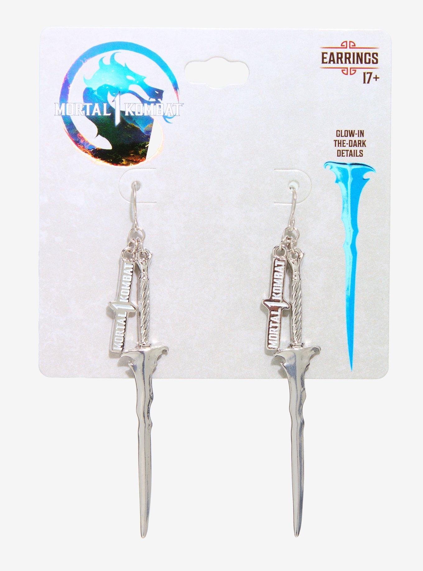 Mortal Kombat Ashrah Sword Glow-In-The-Dark Drop Earrings, , hi-res
