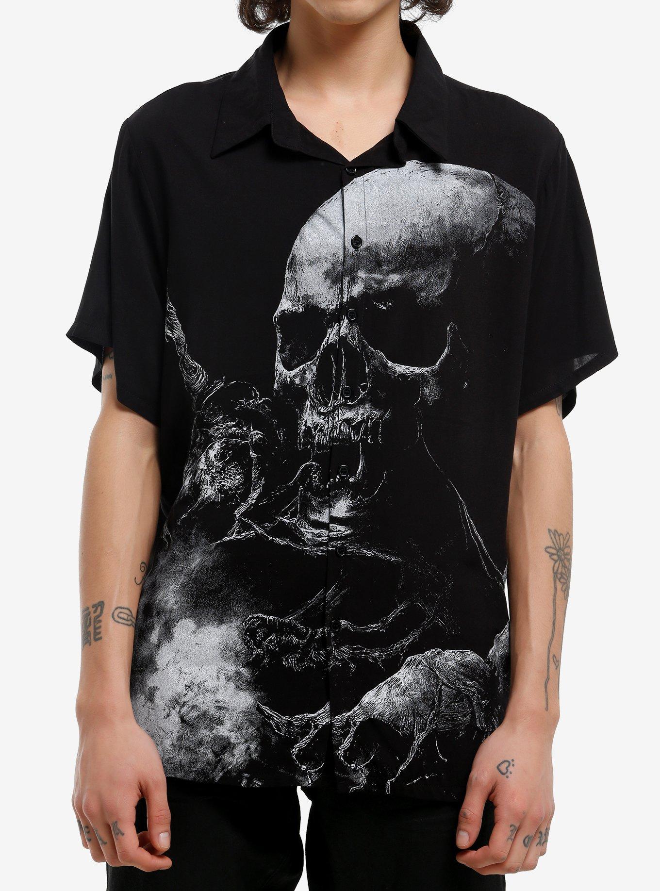 Skull Smoke Woven Button-Up, , hi-res