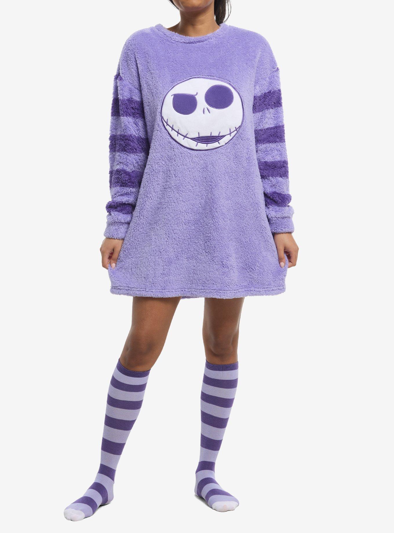 The Nightmare Before Christmas Jack Skellington Purple Plush Pajama Dress & Socks, , hi-res