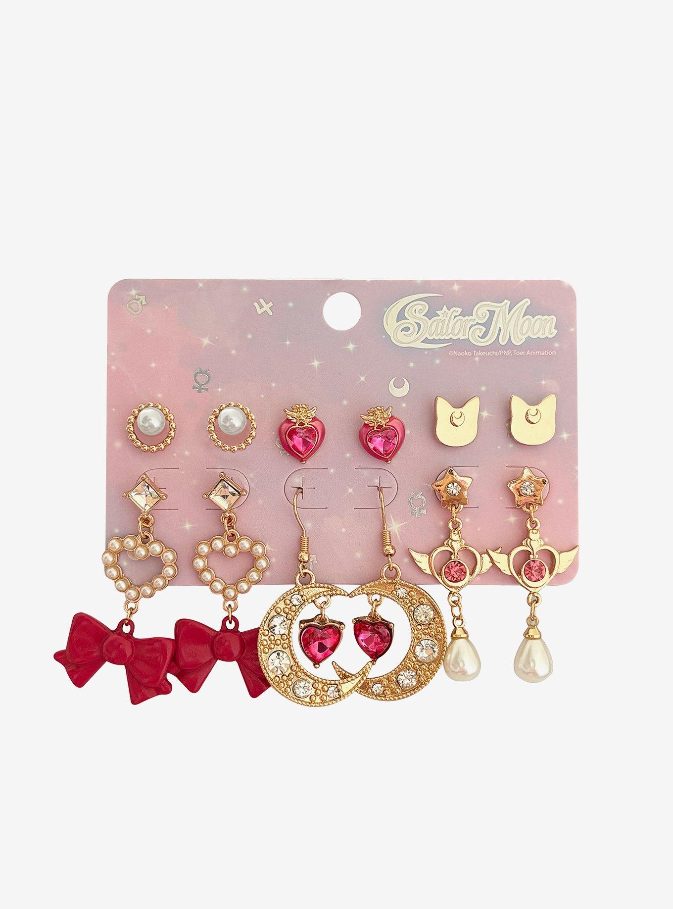 Pretty Guardian Sailor Moon Bow & Heart Earring Set, , hi-res