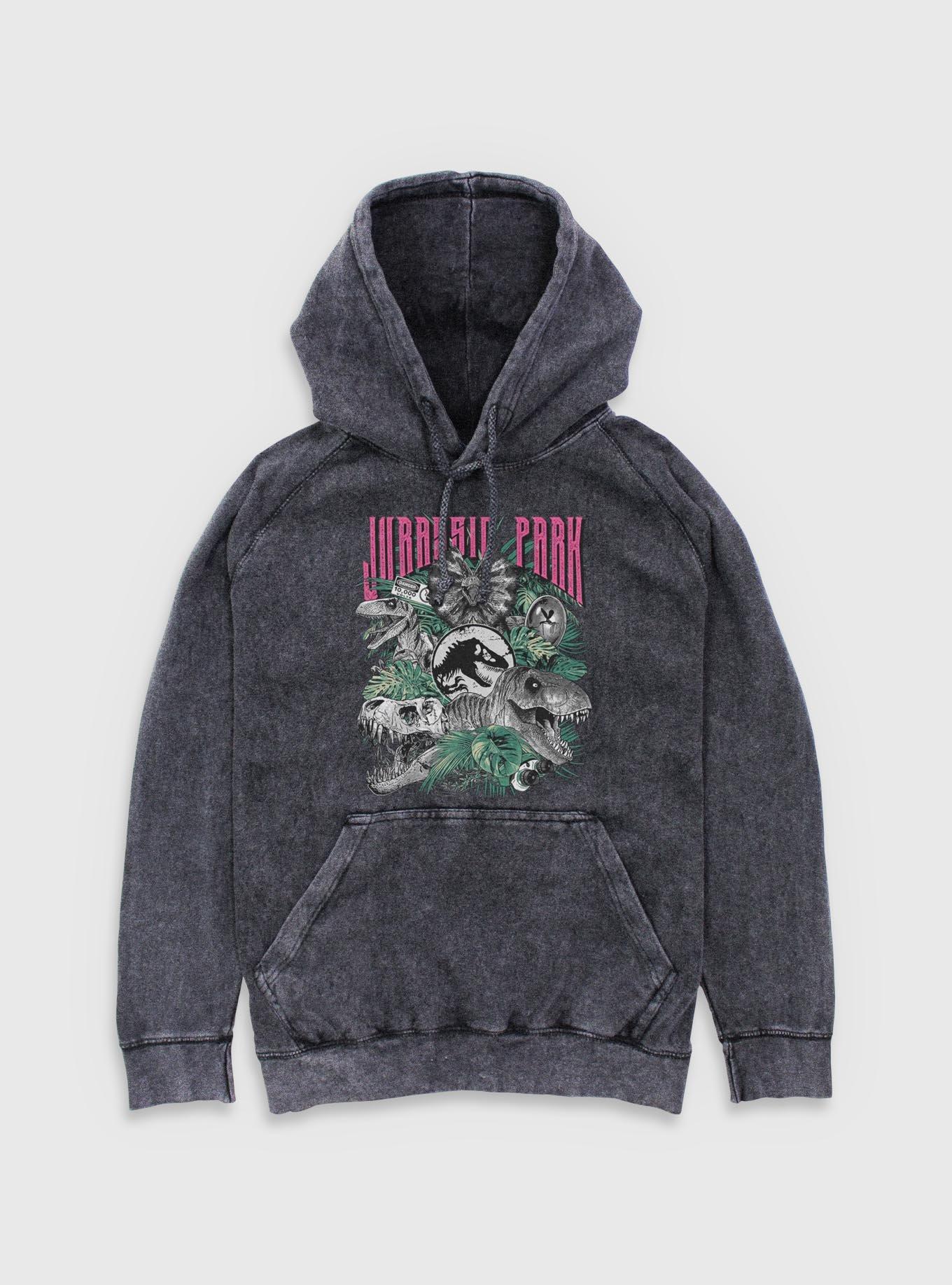 Jurassic Park Life Finds A Way Iconic Dinosaurs Mineral Wash Hoodie BoxLunch Exclusive, , hi-res