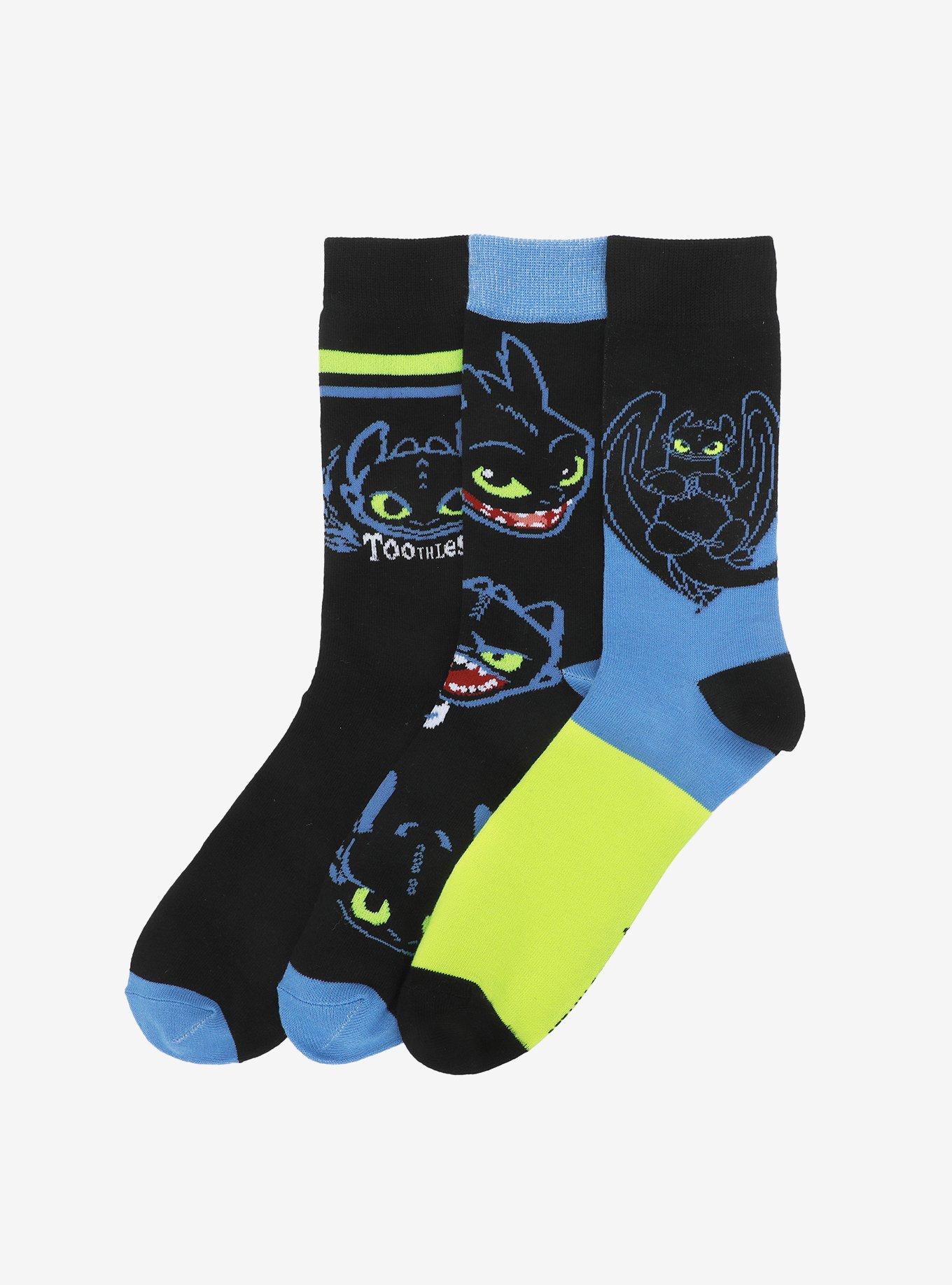 How To Train Your Dragon Toothless Crew Socks 3 Pair, , hi-res