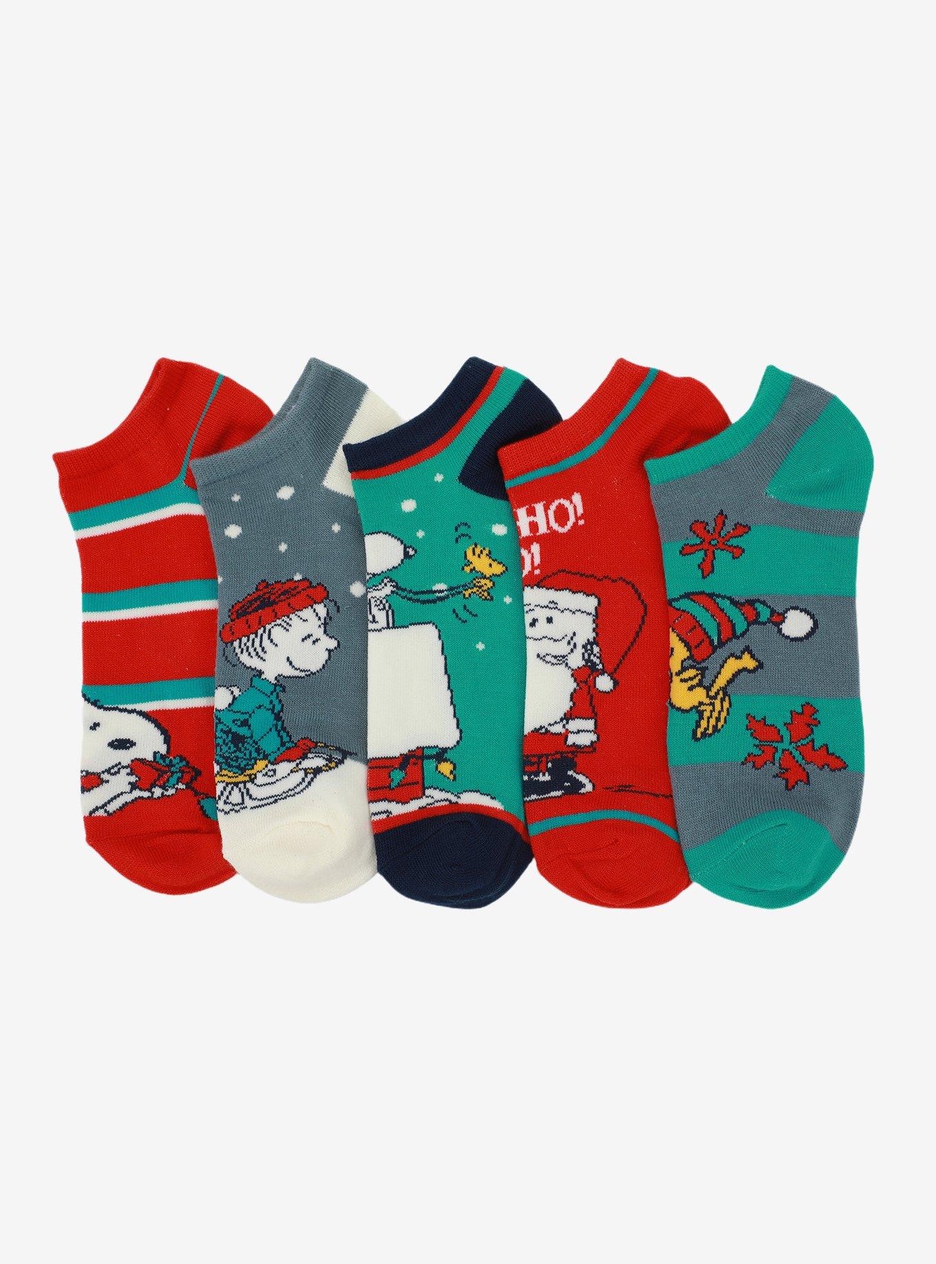Peanuts Holiday No-Show Socks 5 Pair, , hi-res