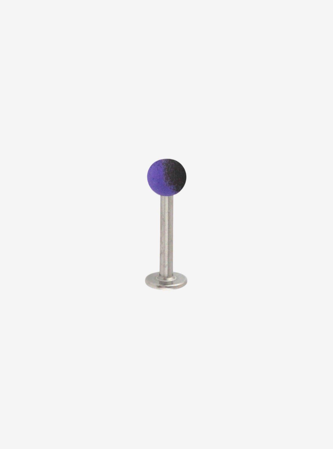 16G Steel Black & Purple Ombré Ball Labret Stud, , hi-res