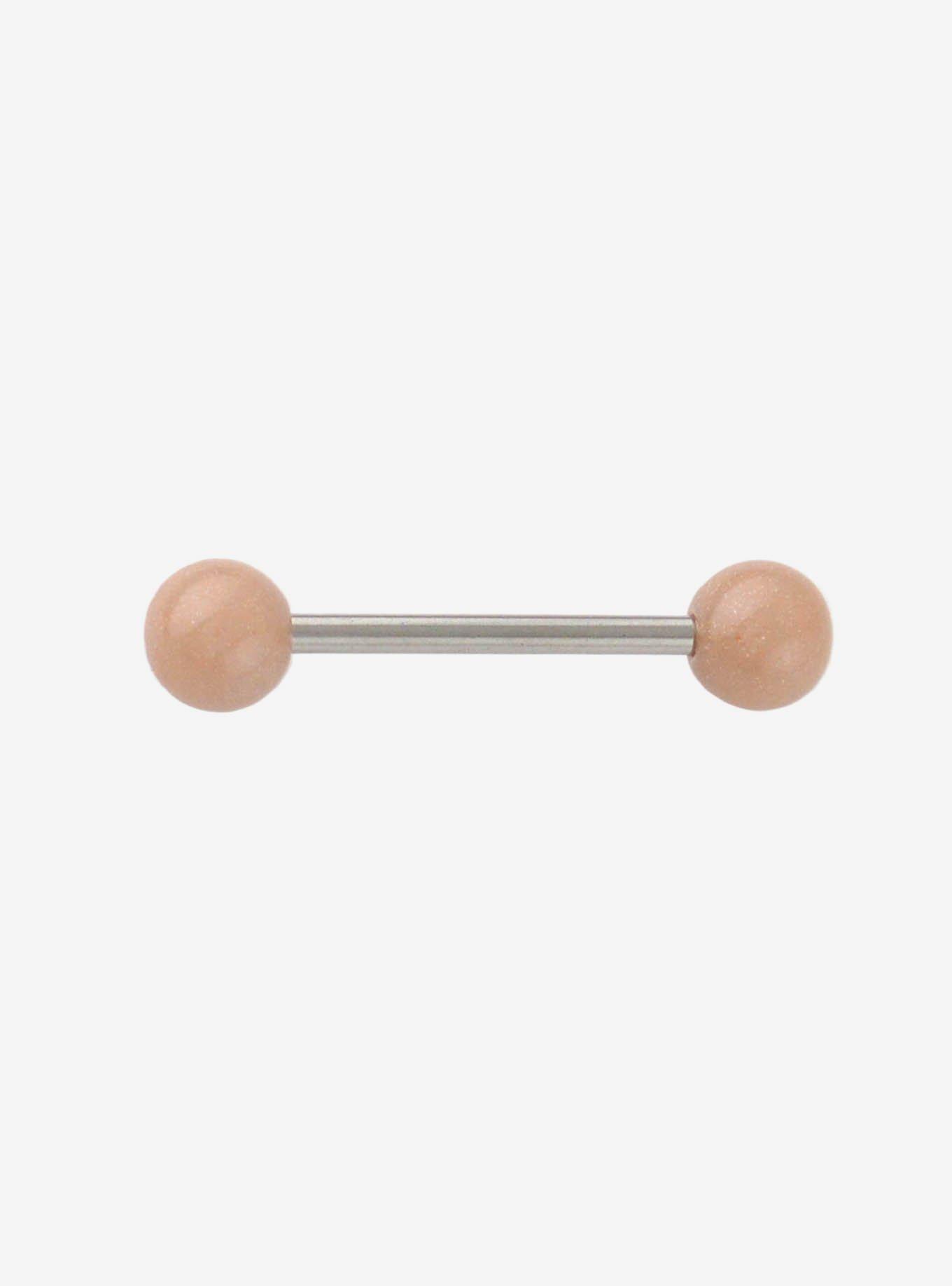 14G Steel Peach Shimmer Ball Tongue Barbell, , hi-res