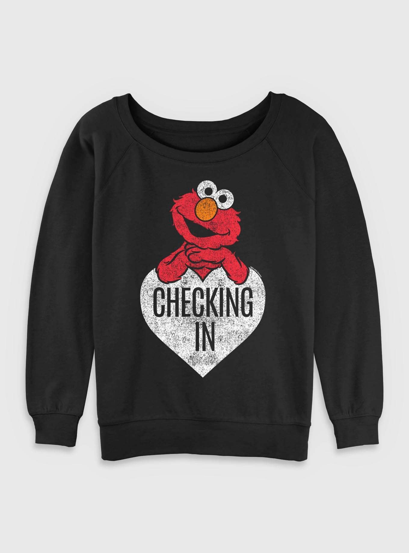 Sesame Street Checking In Elmo Womens Slouchy Sweatshirt, , hi-res