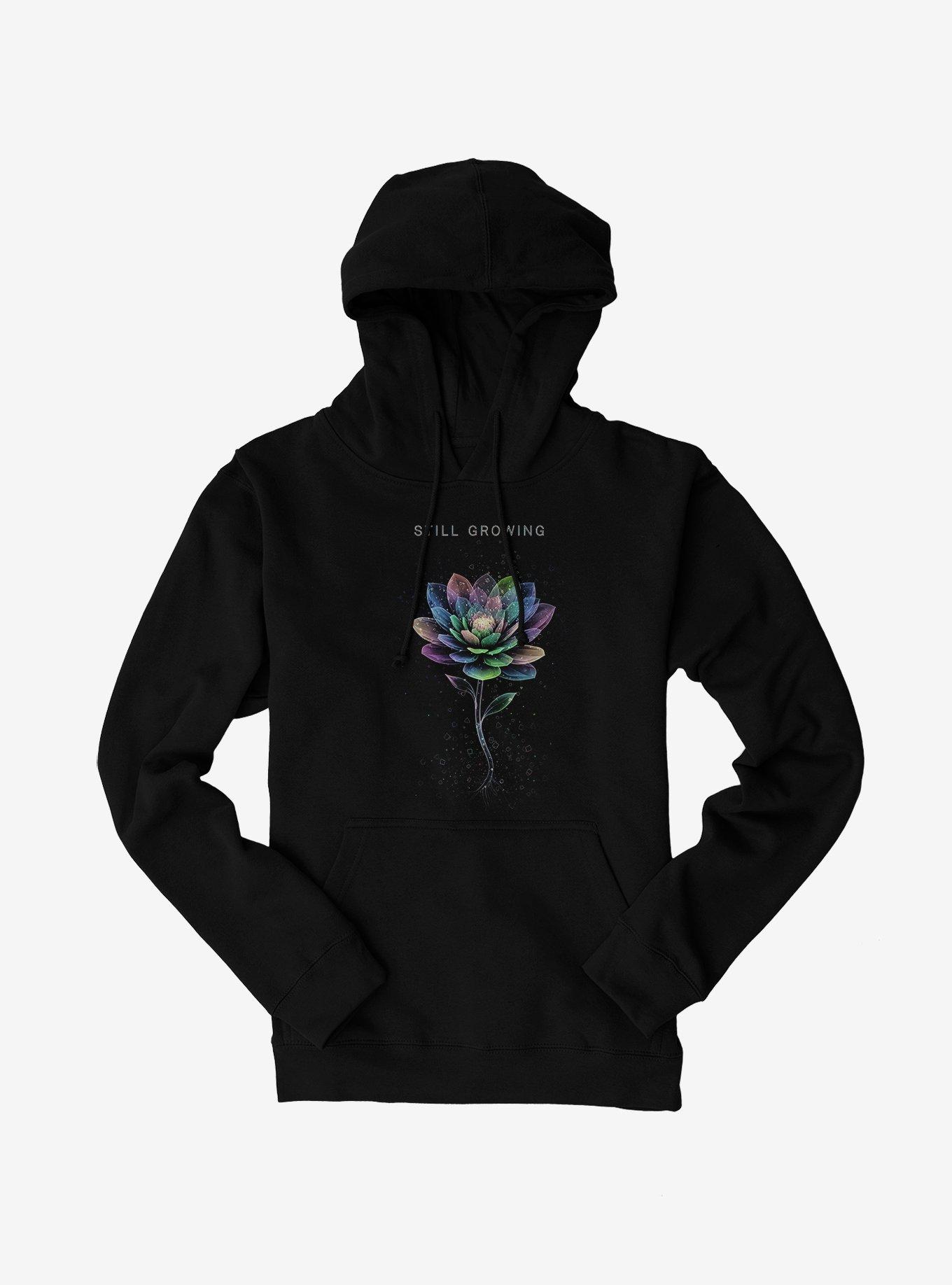 Still Growing Flower Hoodie, BLACK, hi-res