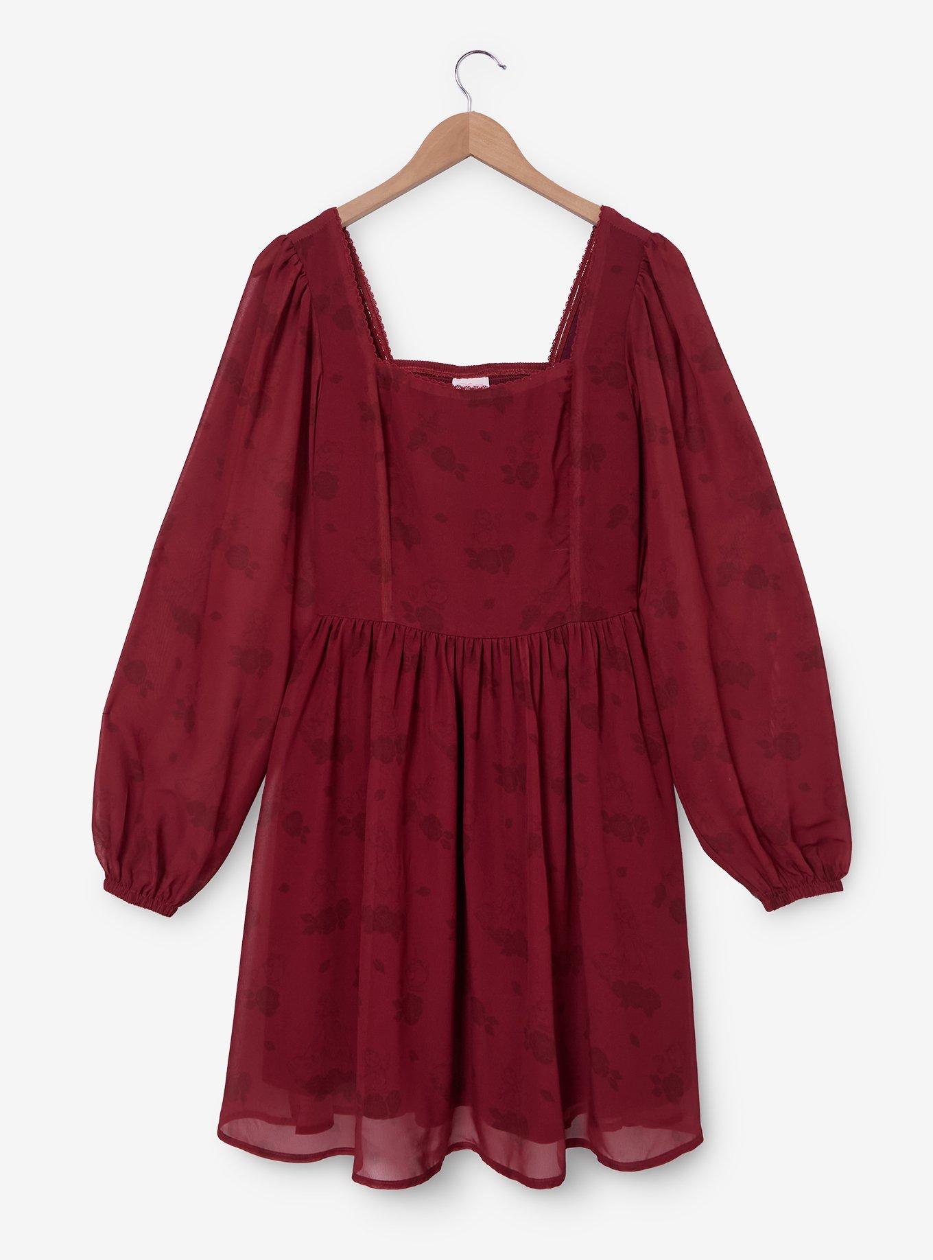 Disney Beauty and the Beast Floral Characters Allover Print Smock Dress, , hi-res