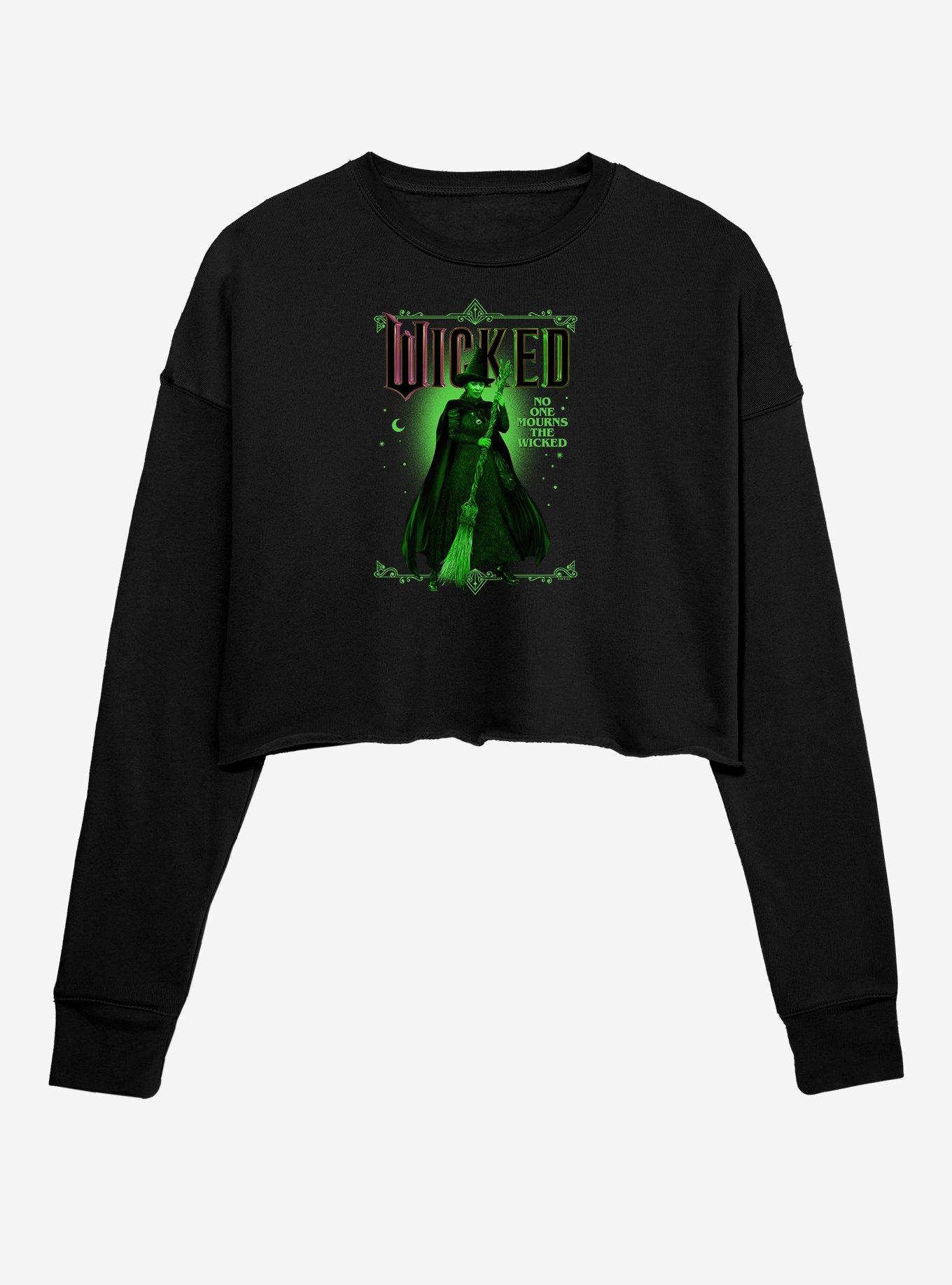 Wicked Elphaba No One Mourns The Wicked Womens Crop Sweatshirt, , hi-res